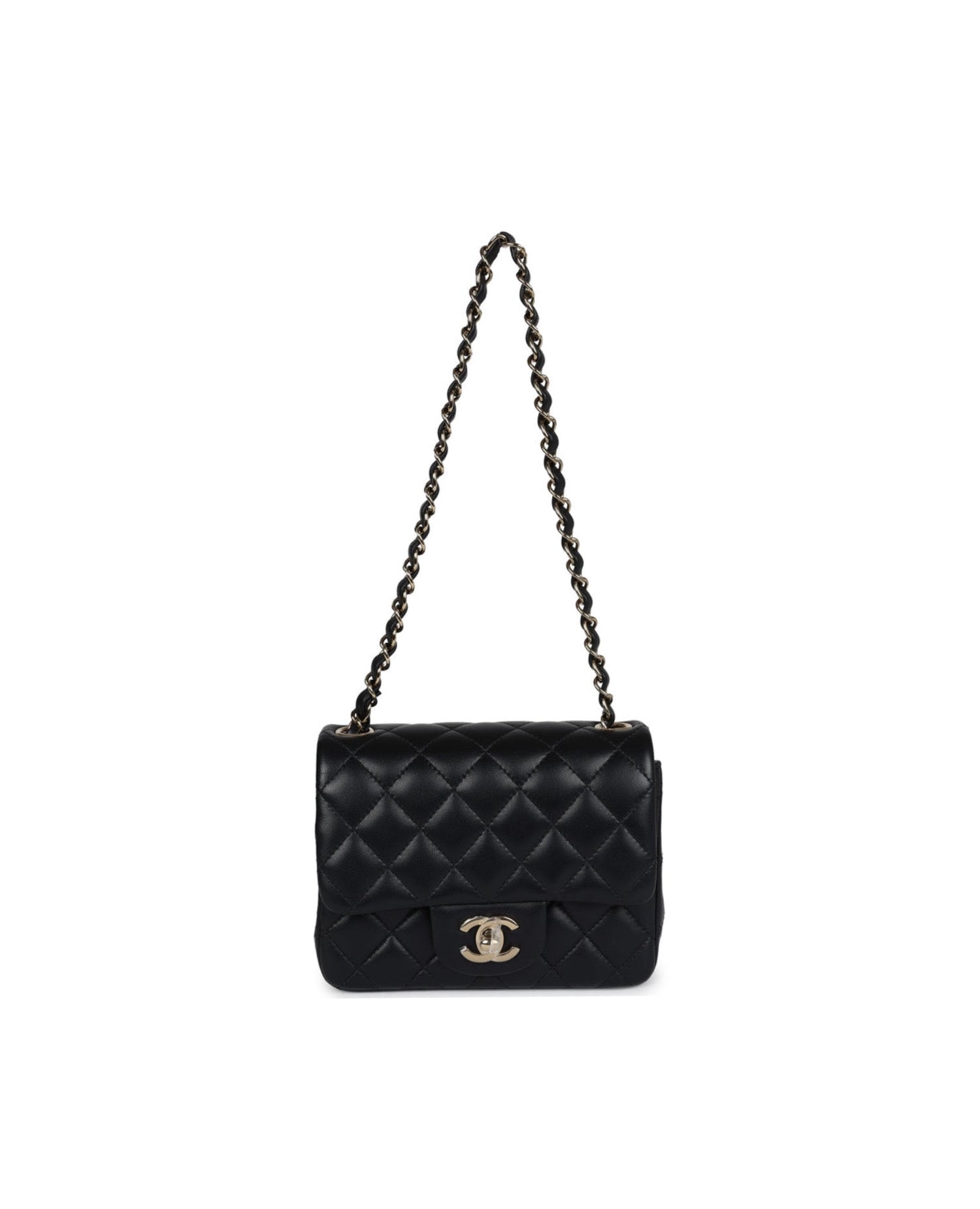 Coco Mini Classic Square Flap Bag Black Gold Hardware
