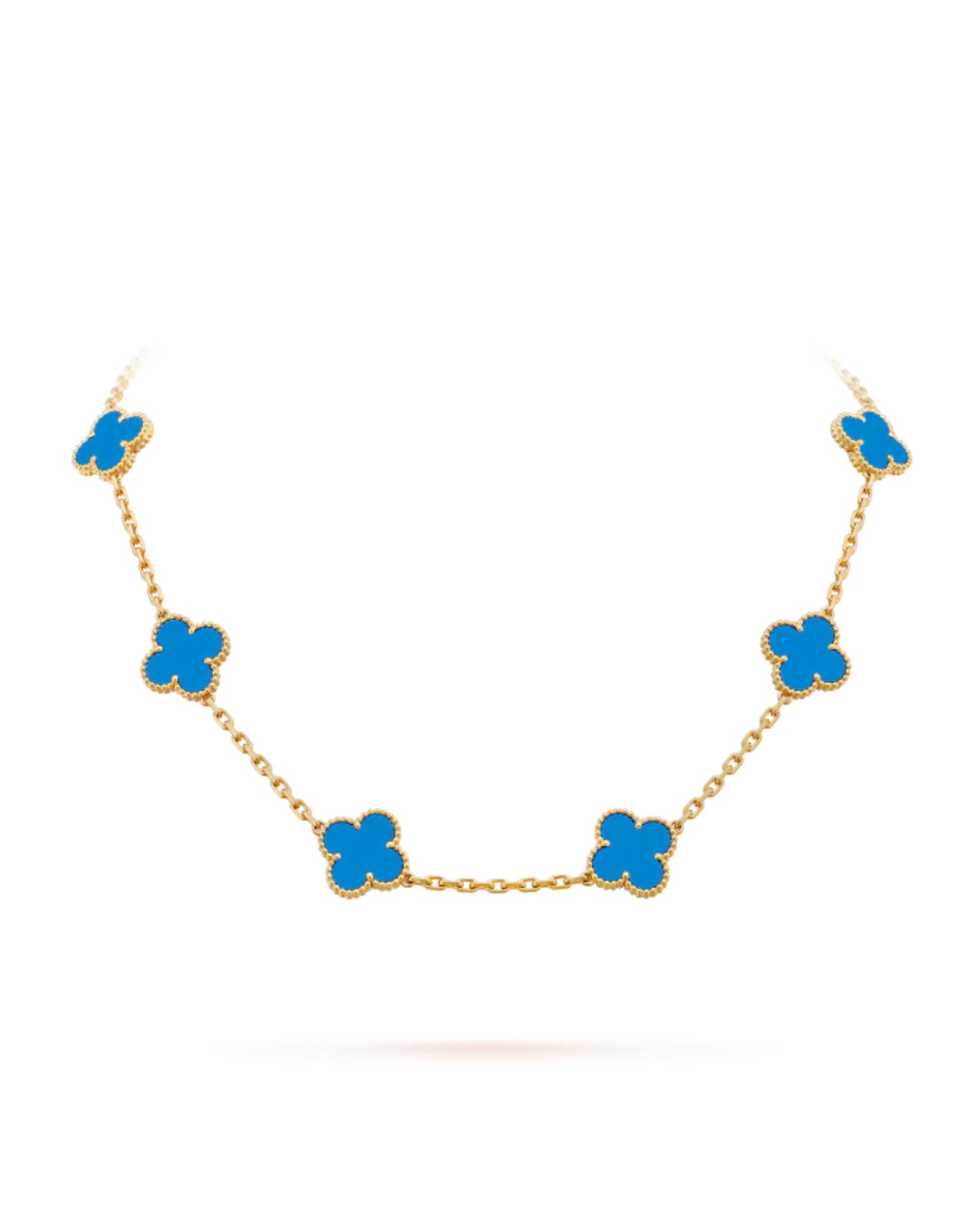 Van Cleef Vintage Alhambra necklace, 10 motifs, yellow gold, Agate