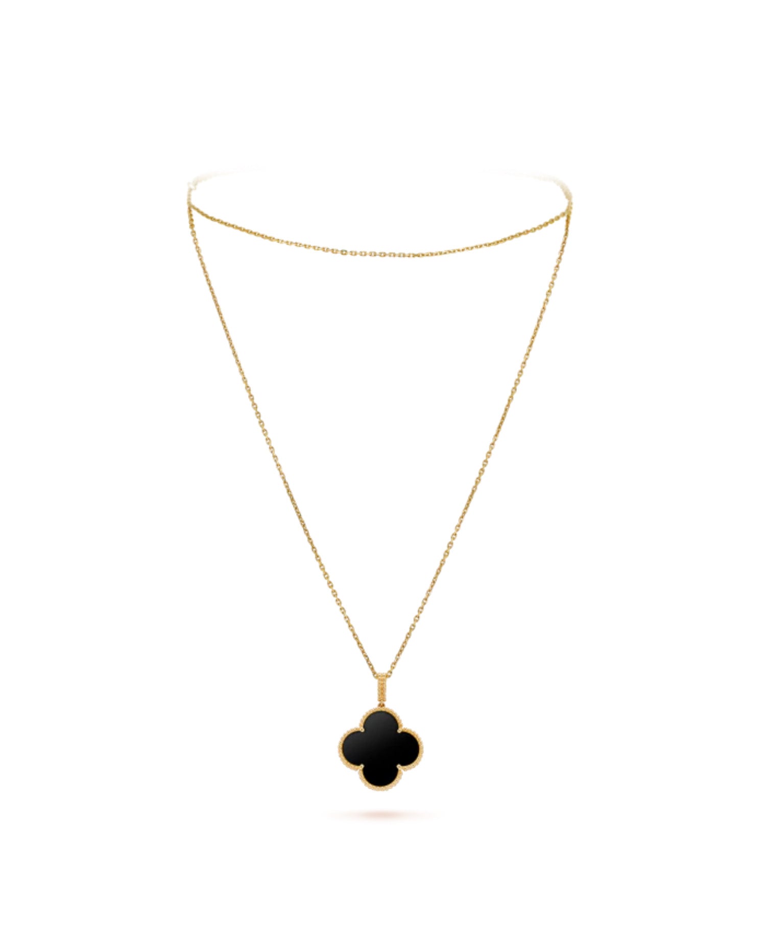 Van Cleef Magic Alhambra long necklace, 1 motif, yellow gold, Onyx