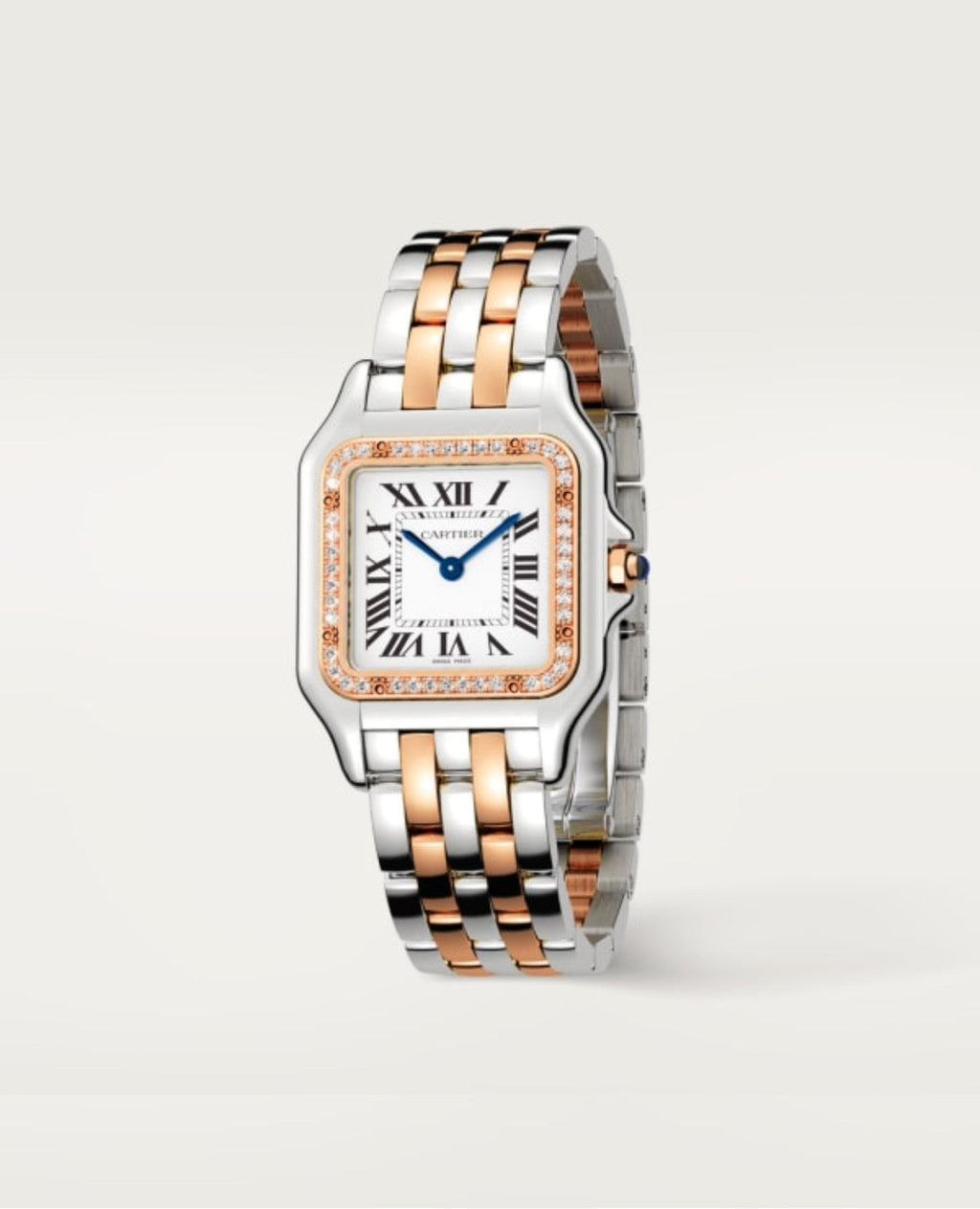 Panthère DE Cartier Watch, Medium Model, Diamonds, Rose Gold/Steel