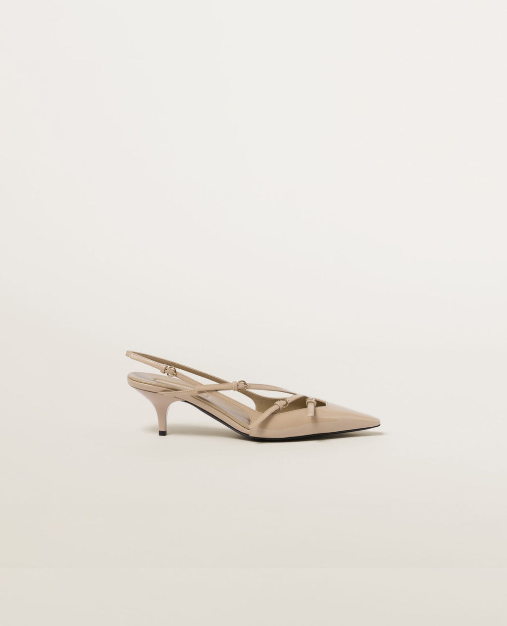Miu Miu Patent leather slingbacks with buckles Beige