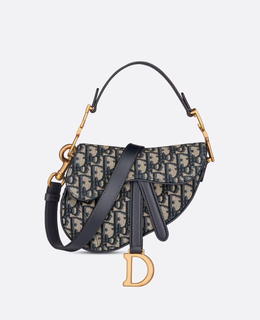 Christian Dior Mini Saddle Bag Blue Oblique Jacquard