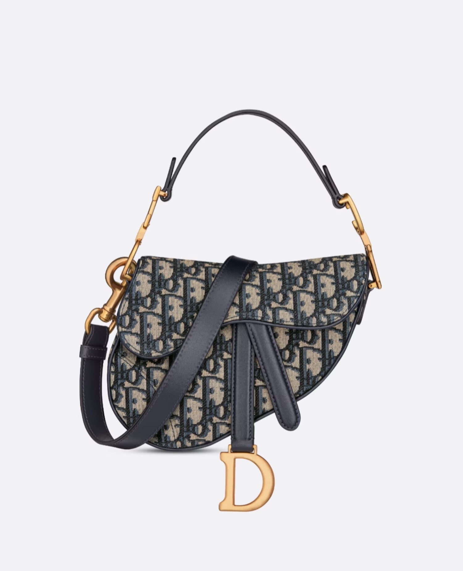 Christian Dior Mini Saddle Bag Blue Oblique Jacquard