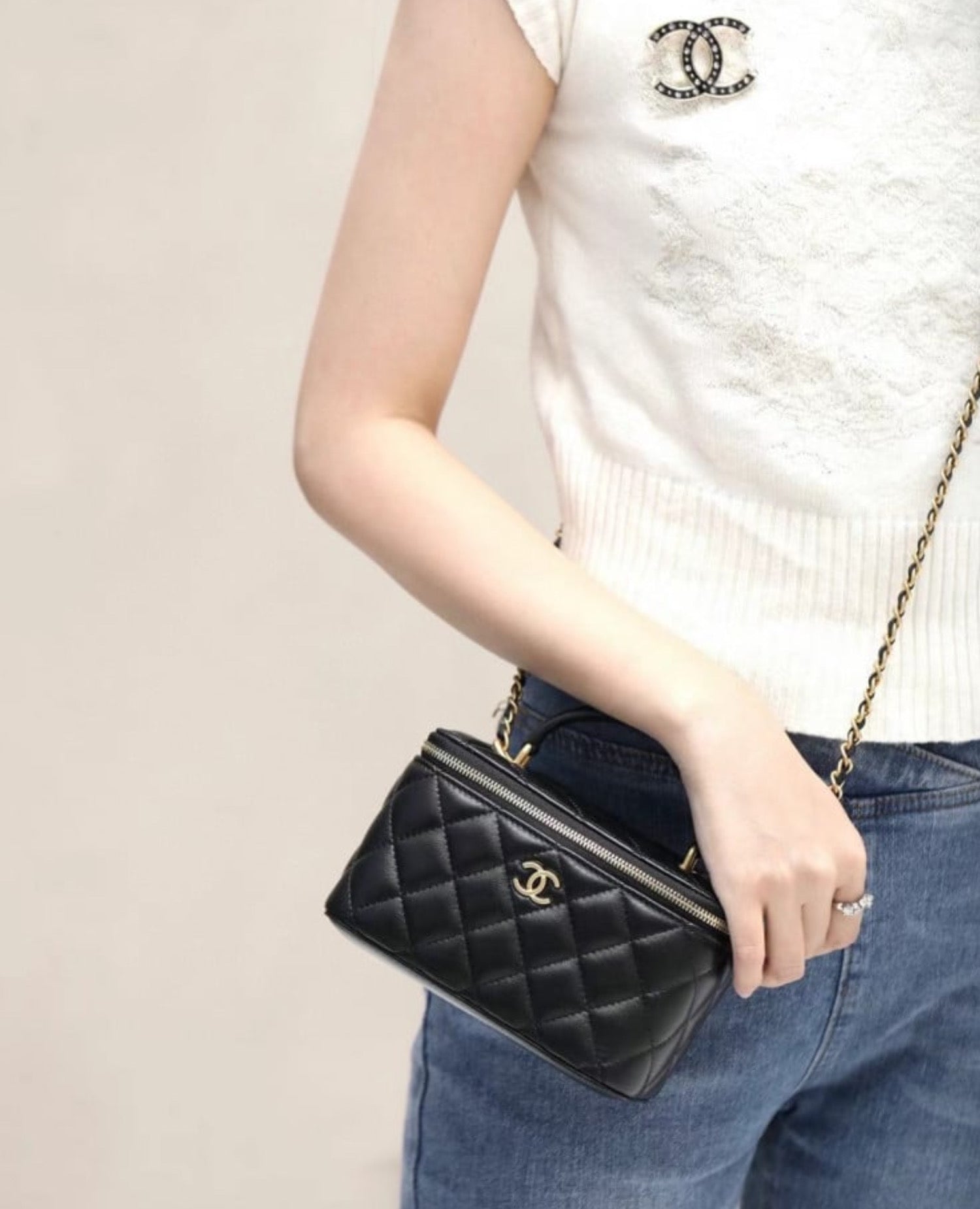 Coco Top Handle Vanity Lambskin Black