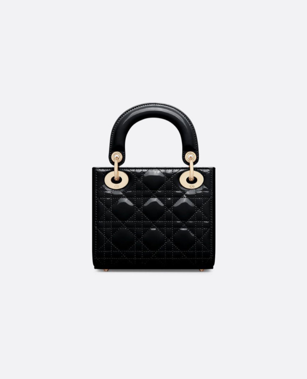 Christian Dior Mini Lady Dior Bag Black Cannage patent Gold Hardware