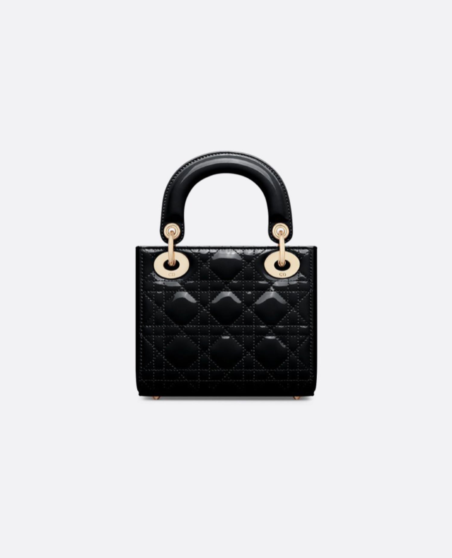 Christian Dior Mini Lady Dior Bag Black Cannage patent Gold Hardware