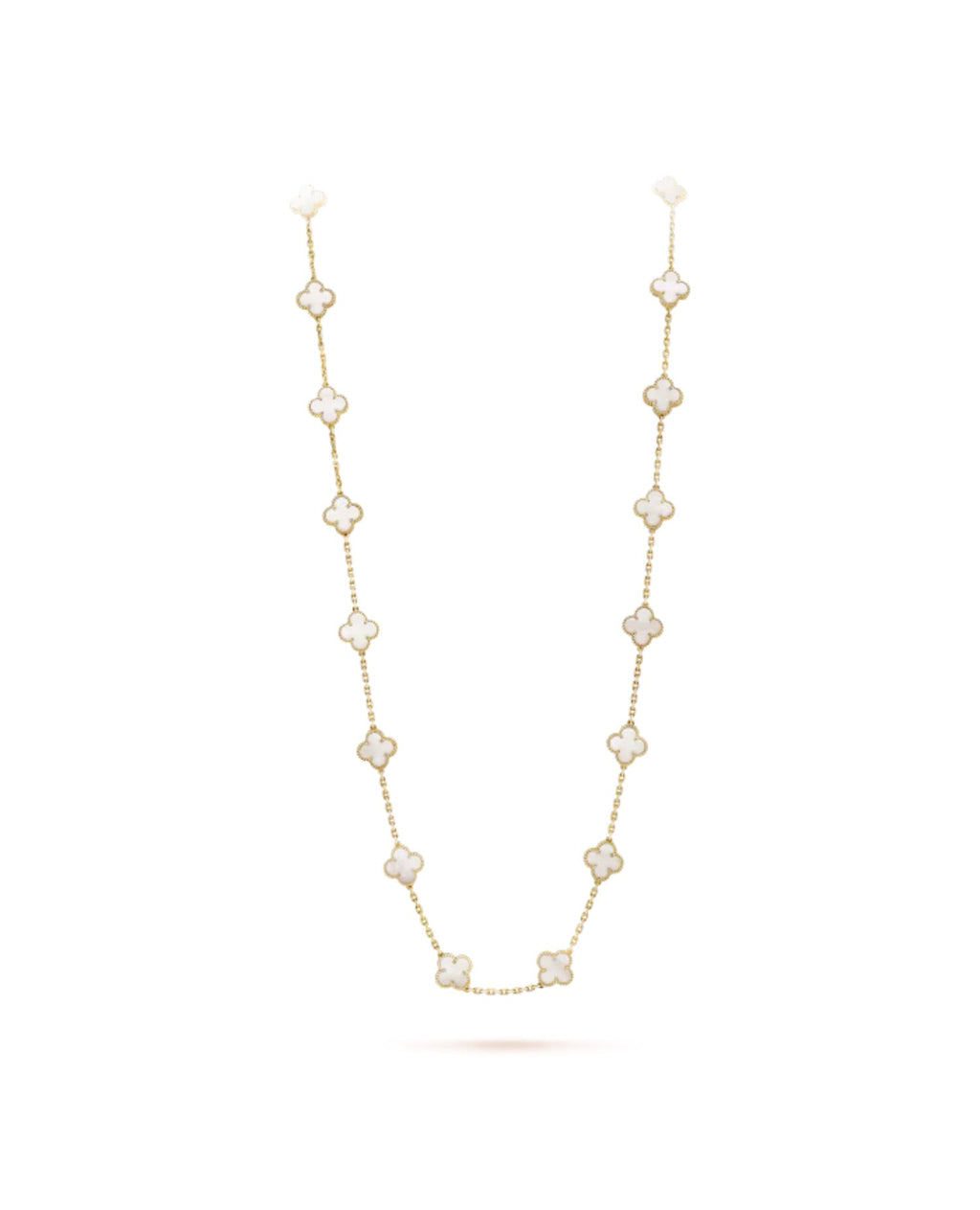 Van Cleef Vintage Alhambra long necklace, 20 motifs, yellow gold, Mother-of-pearl