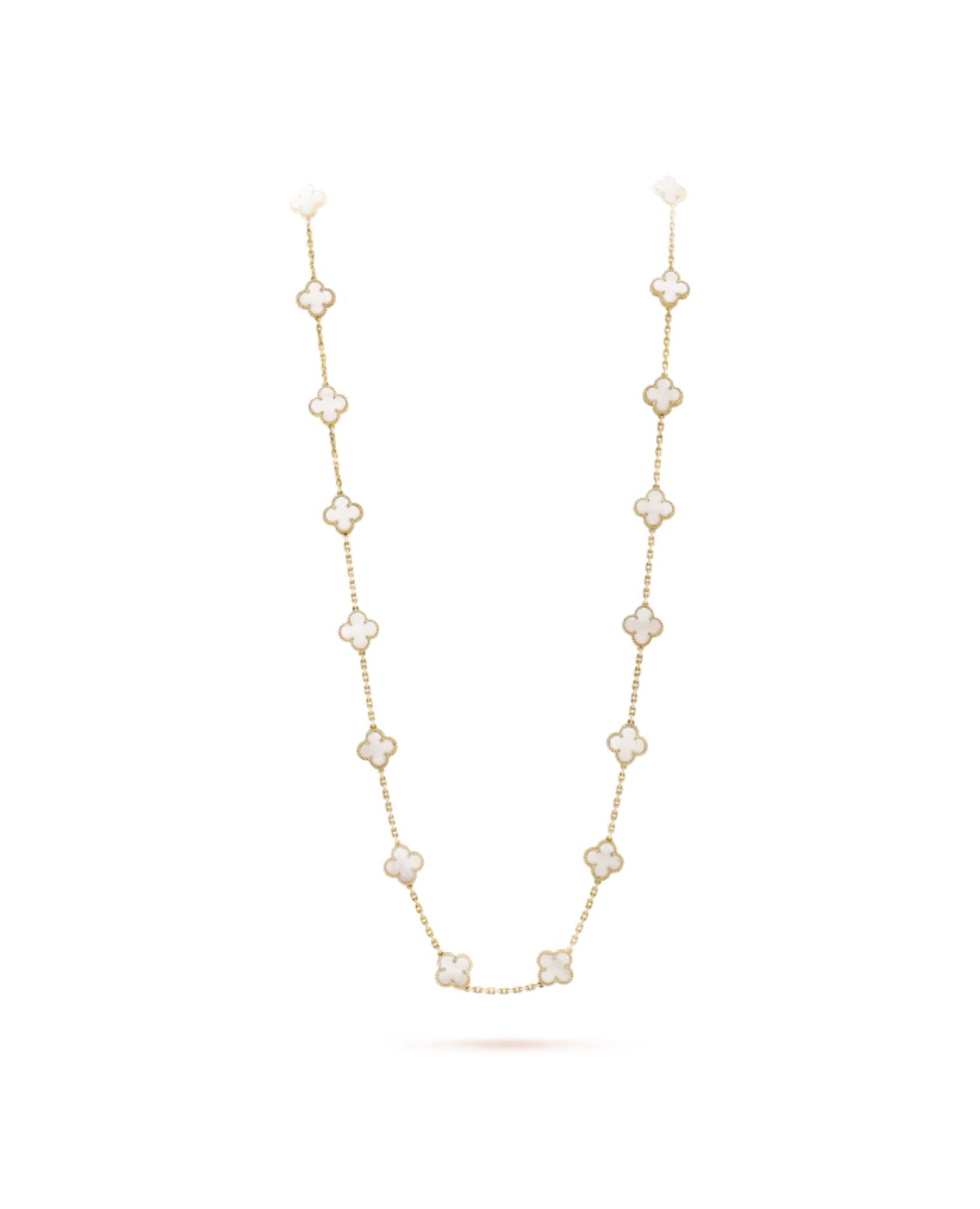 Van Cleef Vintage Alhambra long necklace, 20 motifs, yellow gold, Mother-of-pearl