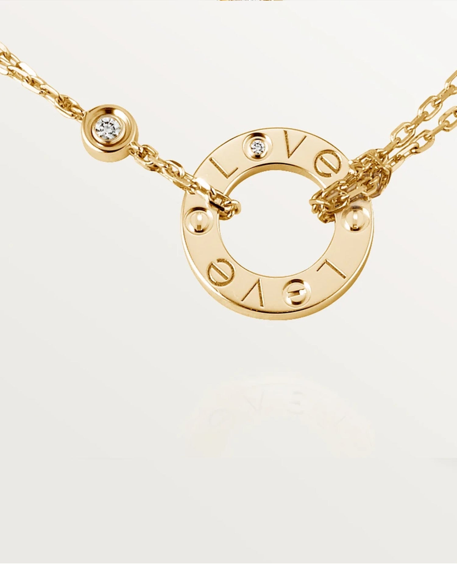 Cartier Love Necklace, 2 Diamonds, Yellow Gold