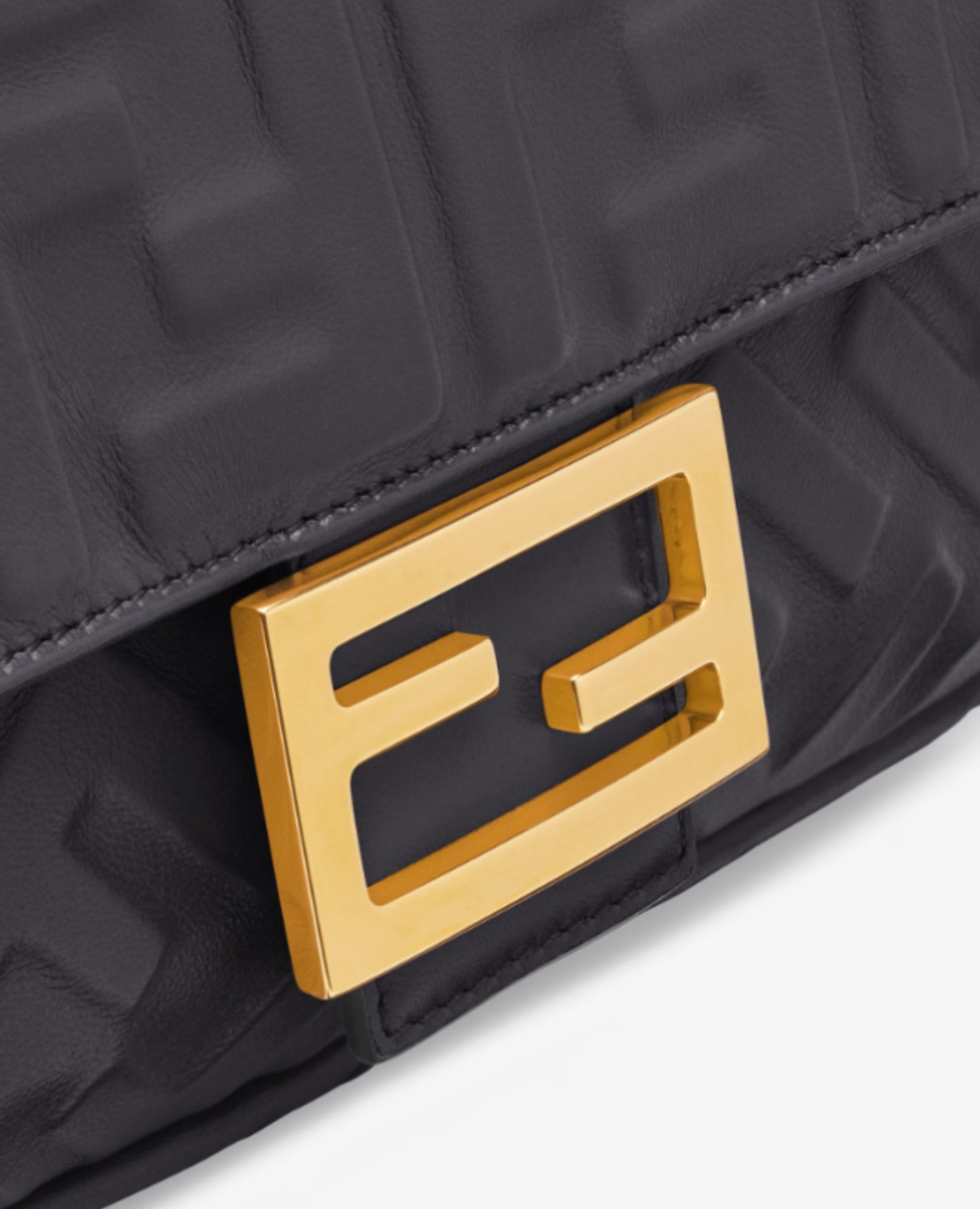 Fendi Baguette Medium Black Leather Bag