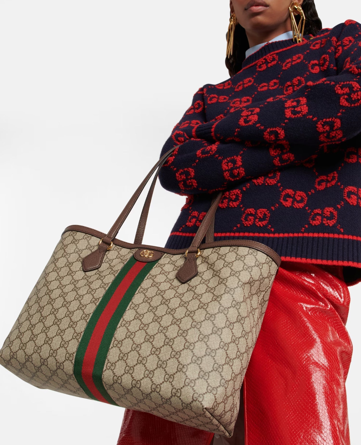 Gucci Ophidia GG Medium Tote Bag Beige & Ebony