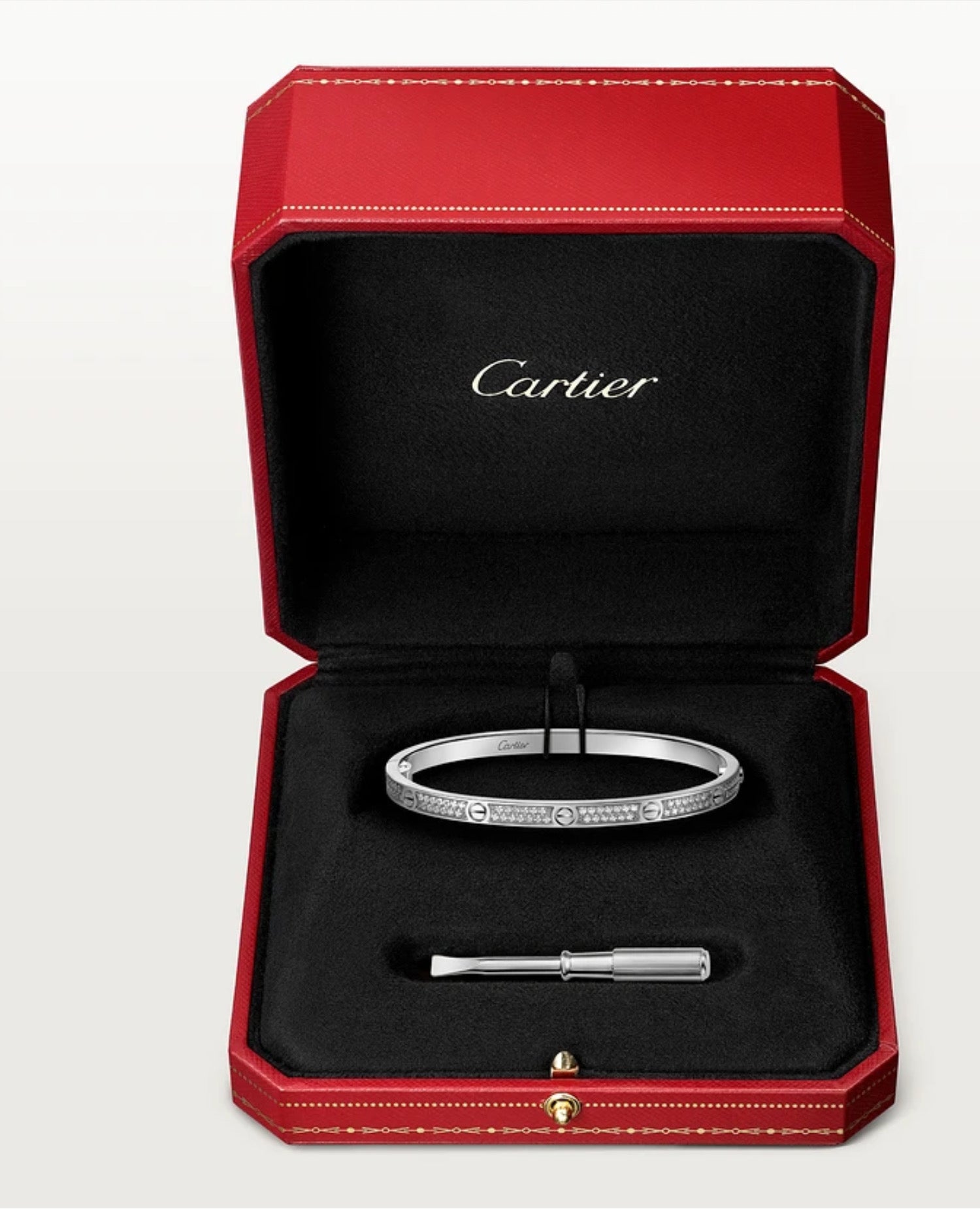 Cartier Love Bracelet, Small Model, Paved, Silver