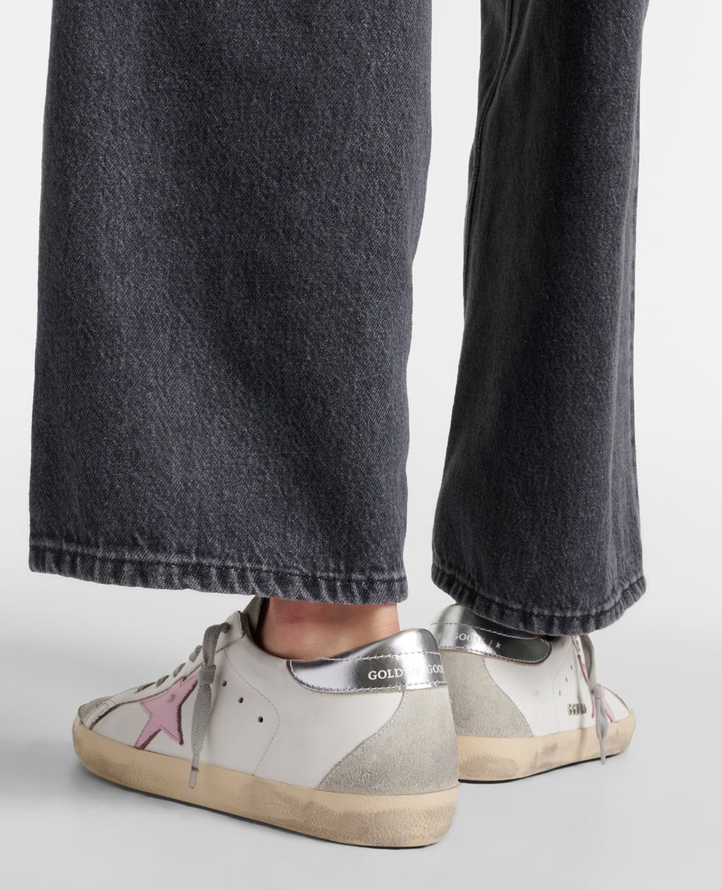 Golden Goose Super-Star with Pink star and Sliver heel tab Sneaker