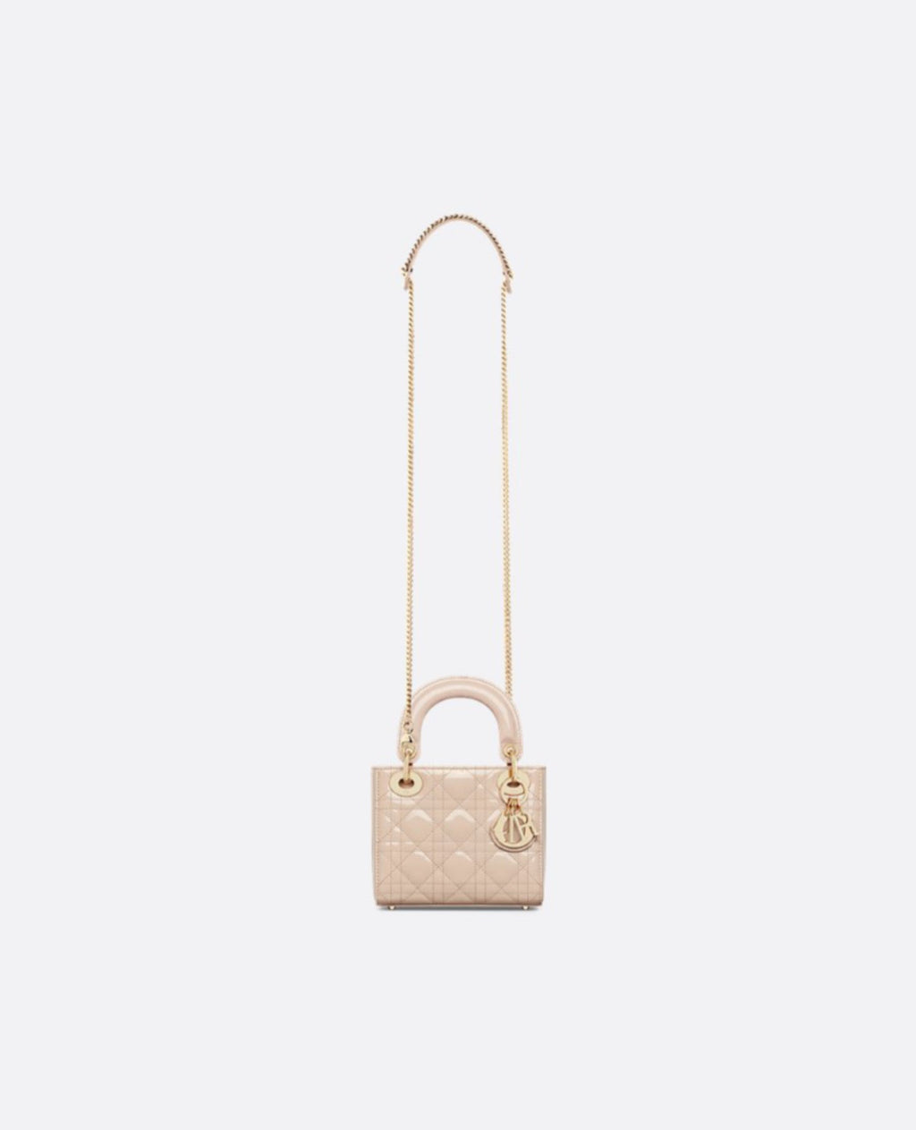 Christian Dior Mini Lady Dior Bag Powder Beige Cannage Patent