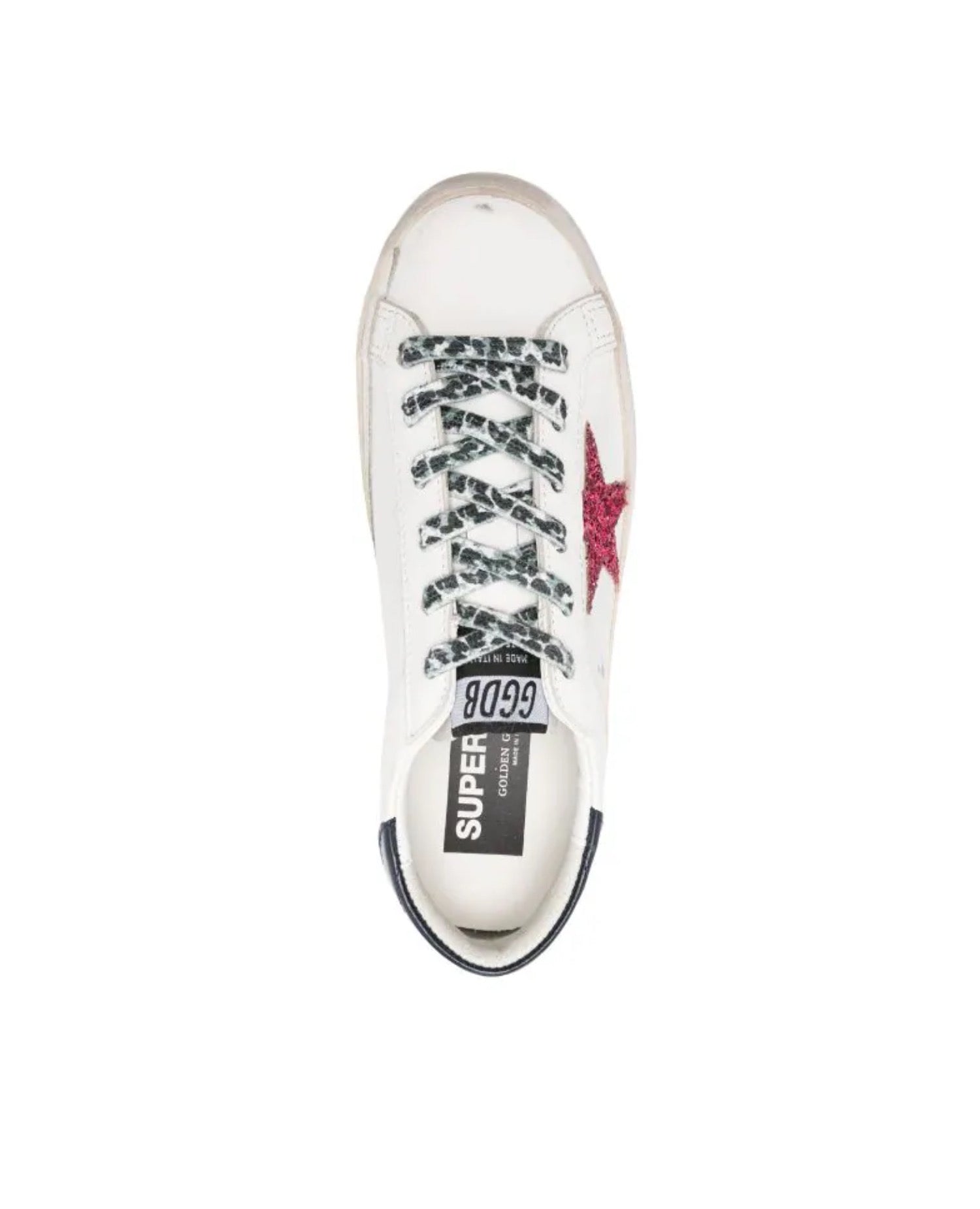 Golden Goose Women's Super-Star With Glitter Fushia Star Sneaker