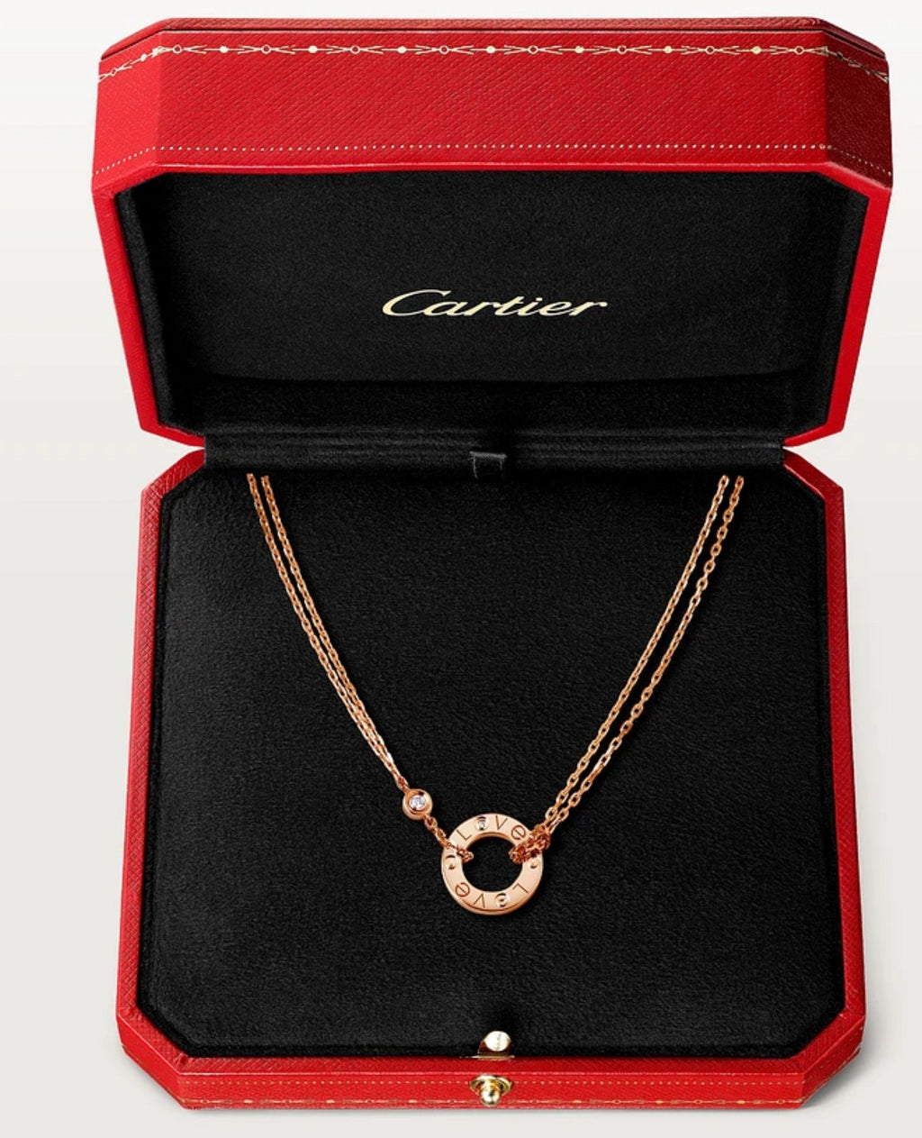 Cartier Love Necklace, 2 Diamonds, Rose Gold