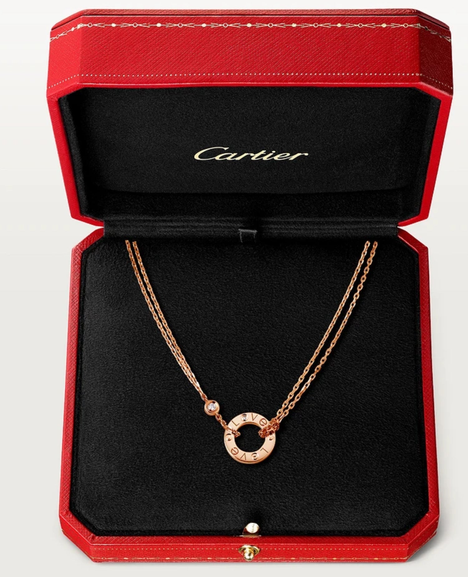 Cartier Love Necklace, 2 Diamonds, Rose Gold