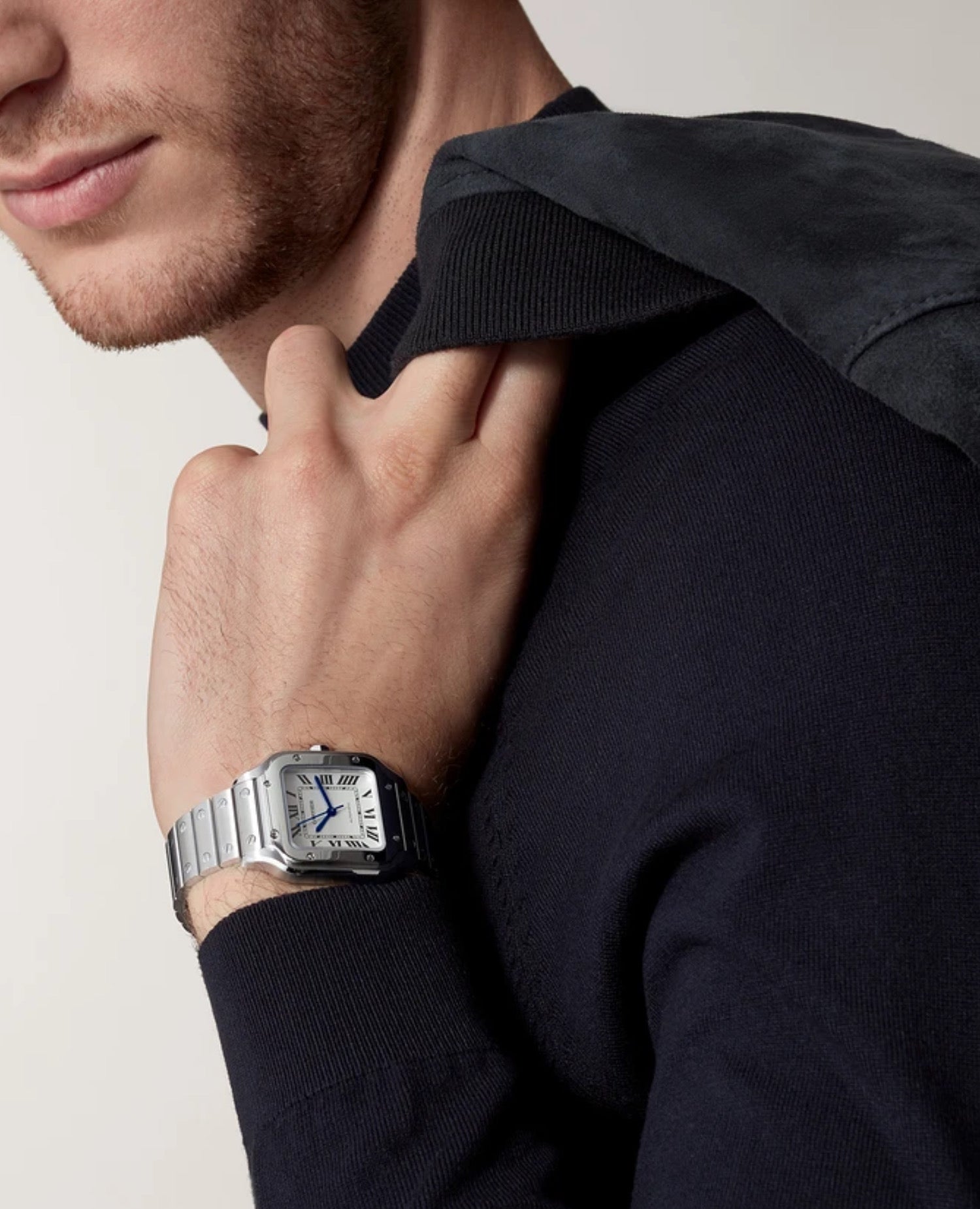 Santos DE Cartier Watch, Medium Model, Silver
