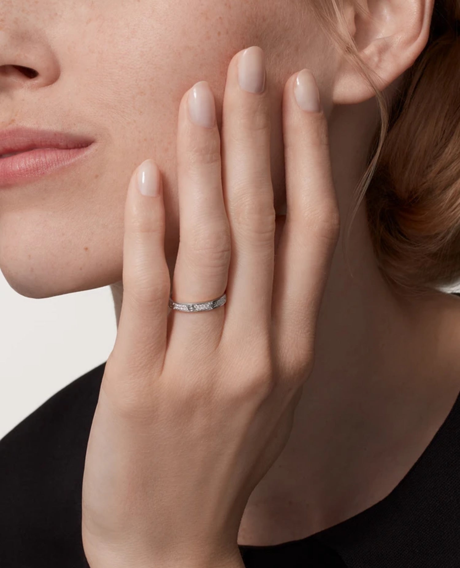 Cartier Love Ring, Small Model, Paved, Silver
