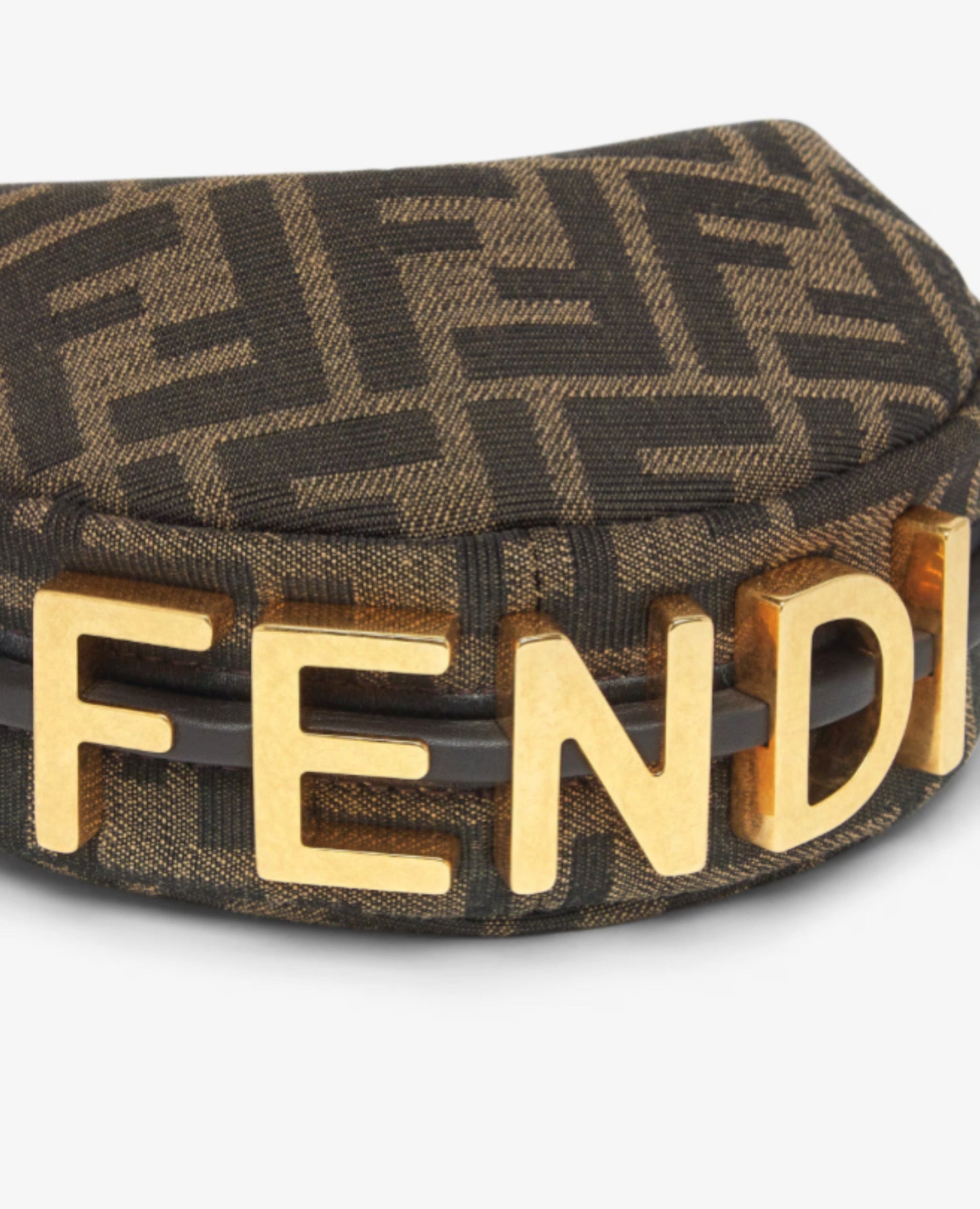 Fendi Nano Fendigraphy Brown Fabric Charm Bag