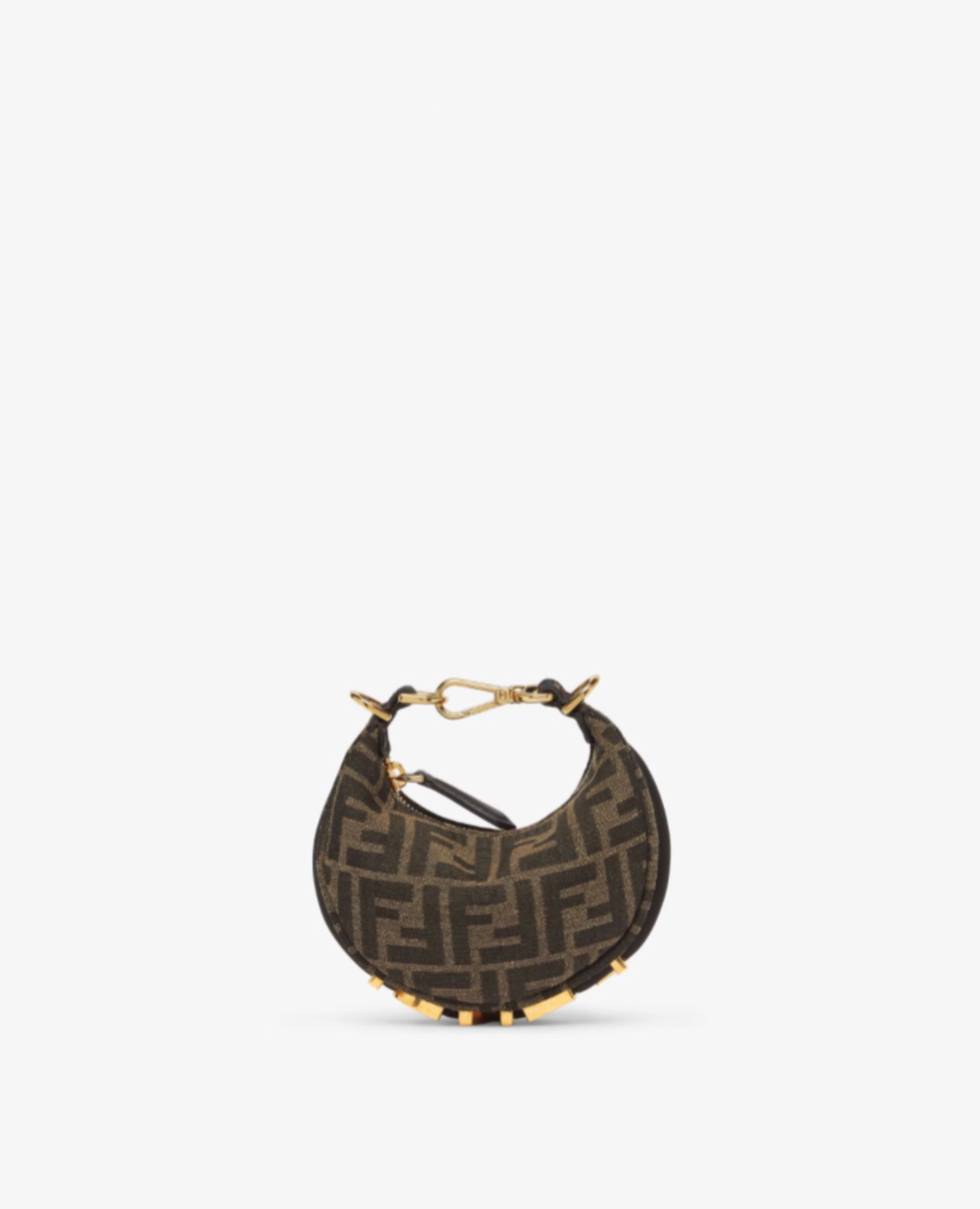 Fendi Nano Fendigraphy Brown Fabric Charm Bag