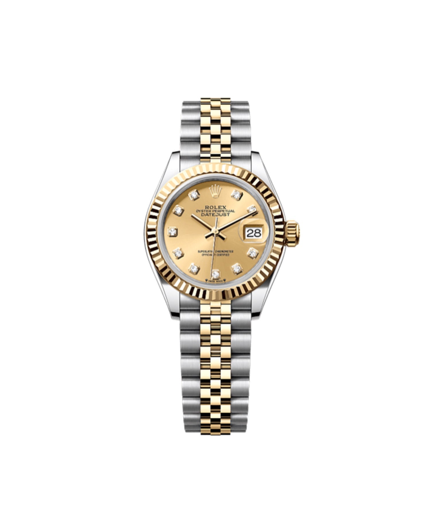 Rolex Lady-Datejust Oyster, 28 mm, Oystersteel and yellow gold, Champagne