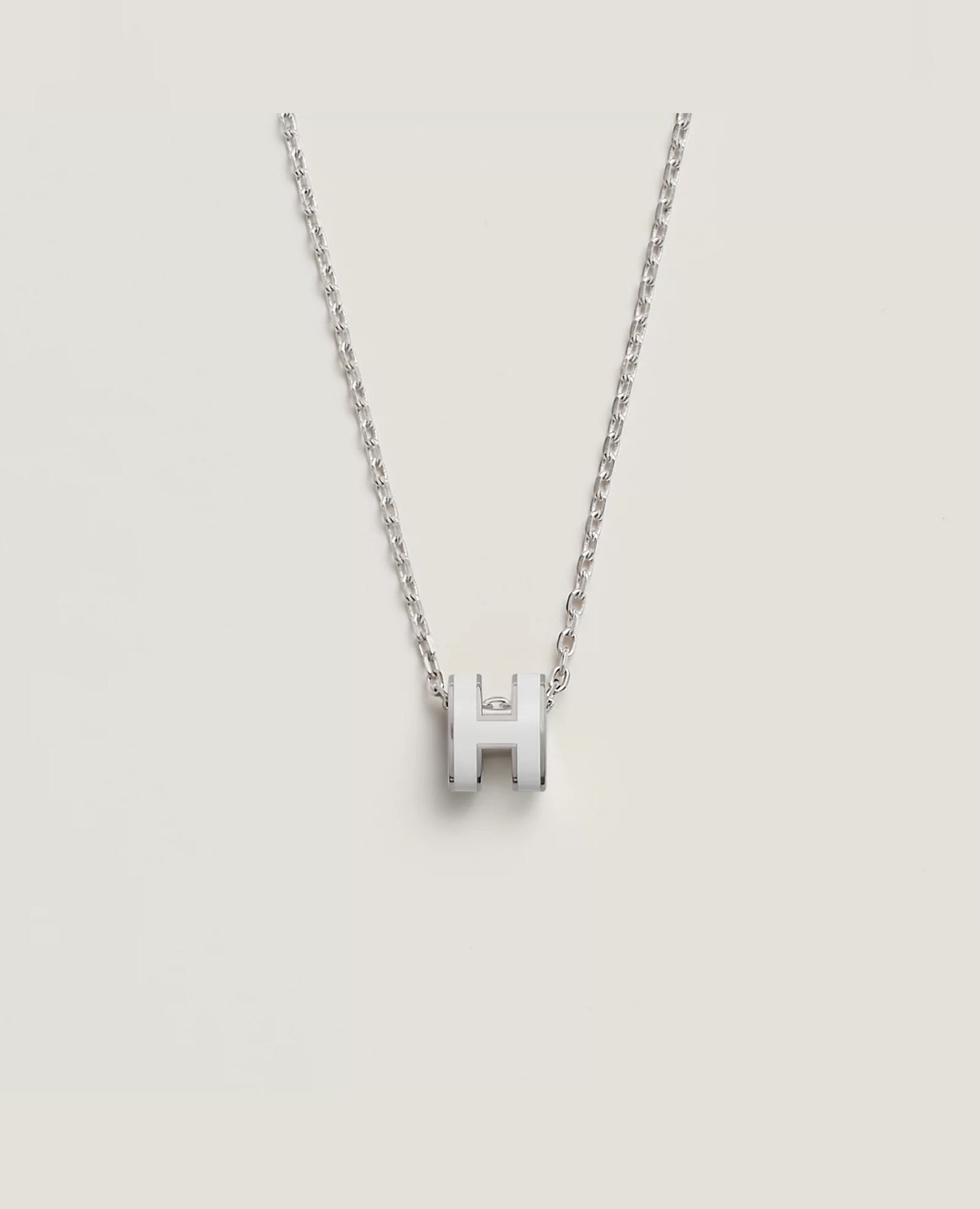 Hermès Mini Pop H Pendant Silver Plated Blanc