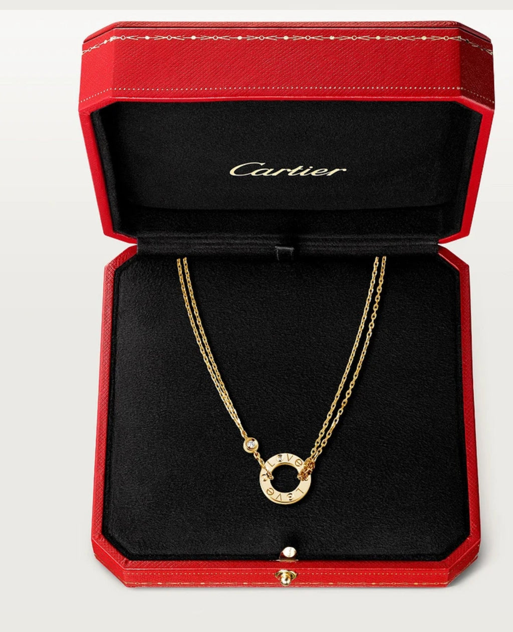 Cartier Love Necklace, 2 Diamonds, Yellow Gold