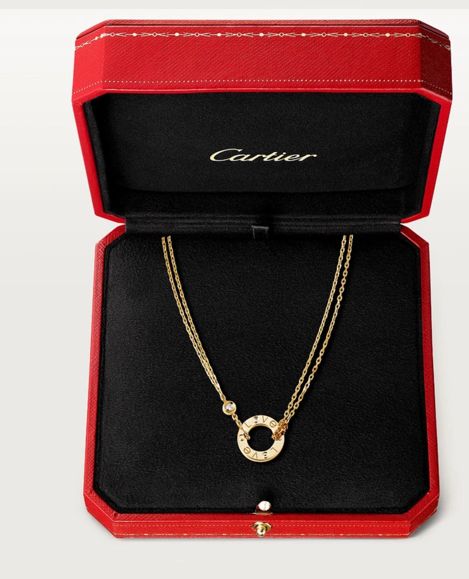 Cartier Love Necklace, 2 Diamonds, Yellow Gold
