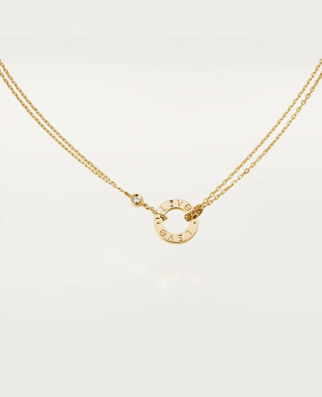 Cartier Love Necklace, 2 Diamonds, Yellow Gold