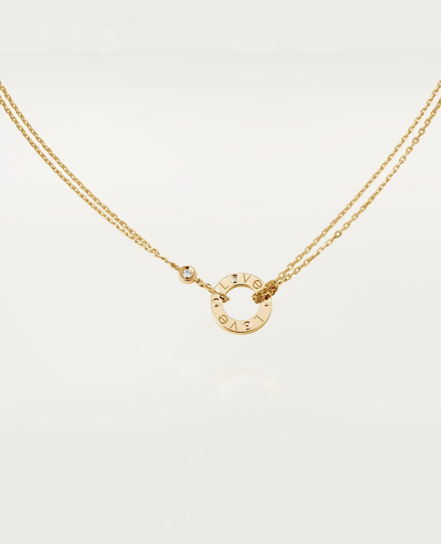 Cartier Love Necklace, 2 Diamonds, Yellow Gold