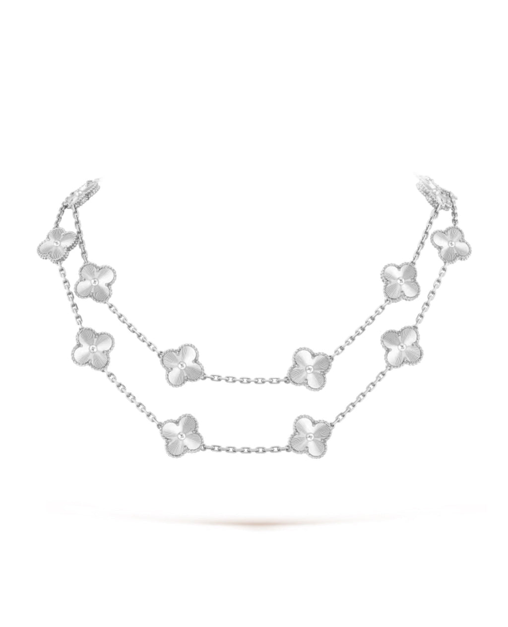 Van Cleef Vintage Alhambra long necklace, 20 motifs,  white gold