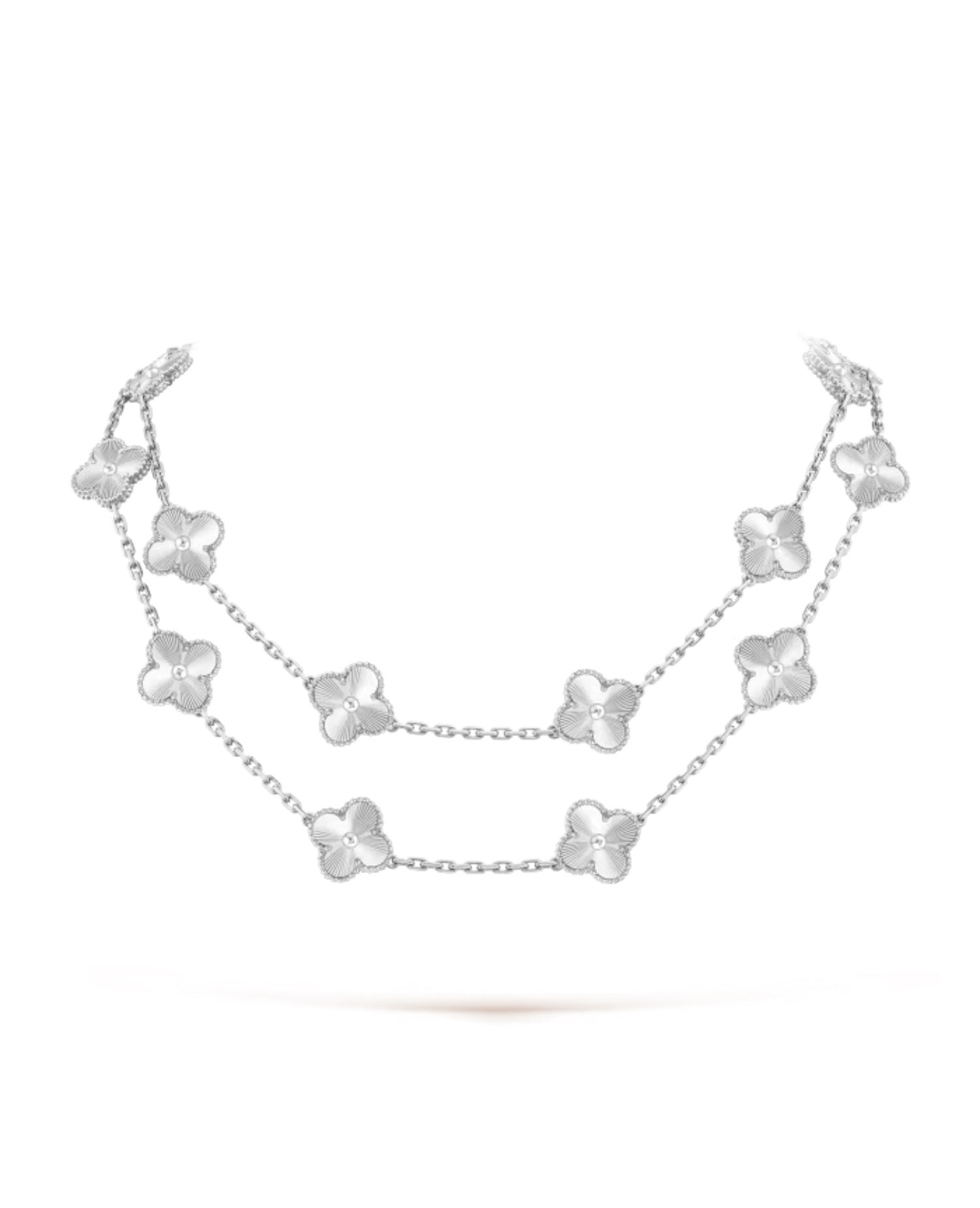 Van Cleef Vintage Alhambra long necklace, 20 motifs,  white gold