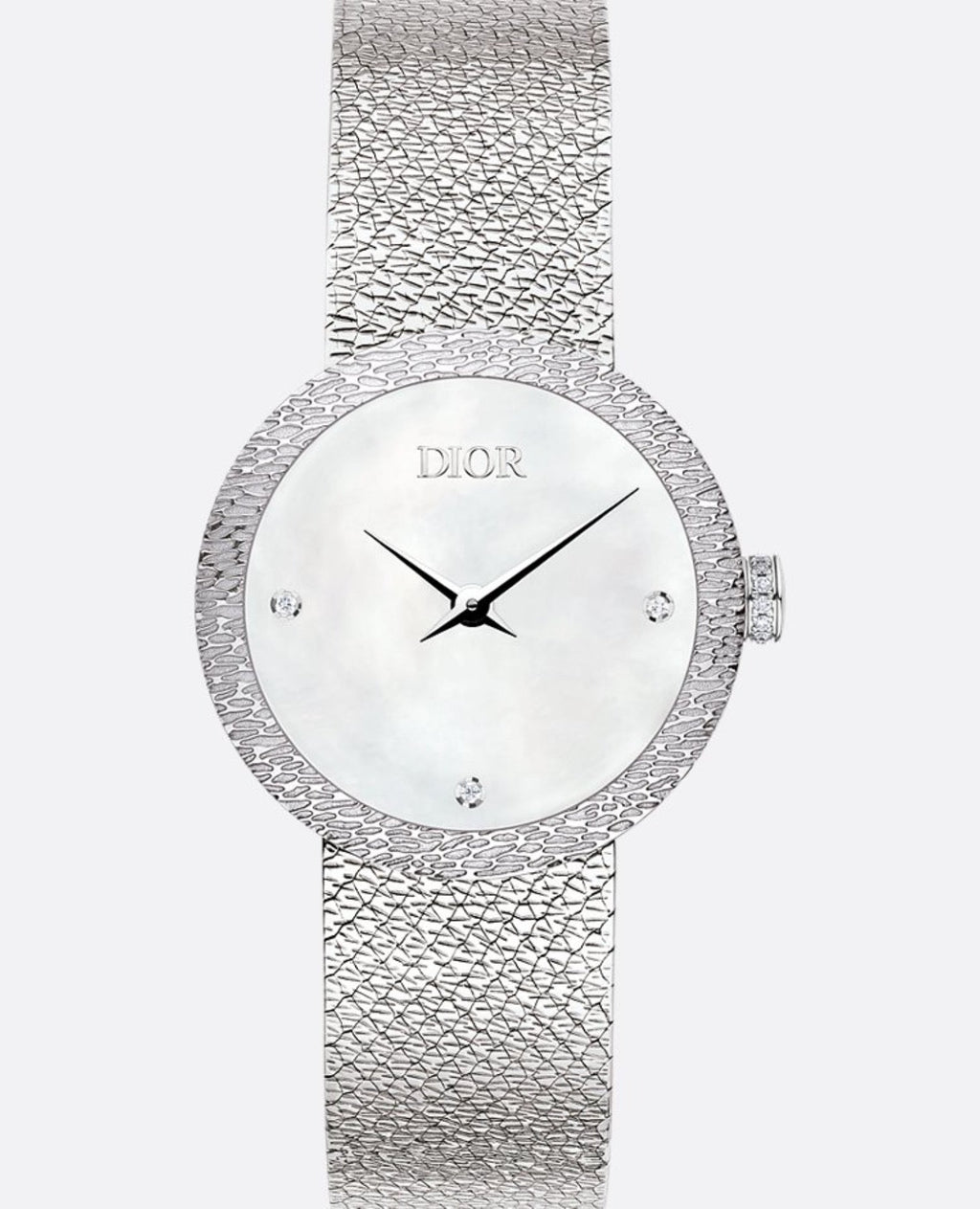 Christian Dior La D de Dior Satine 25 MM, White Mother-Of-Pearl & Diamonds