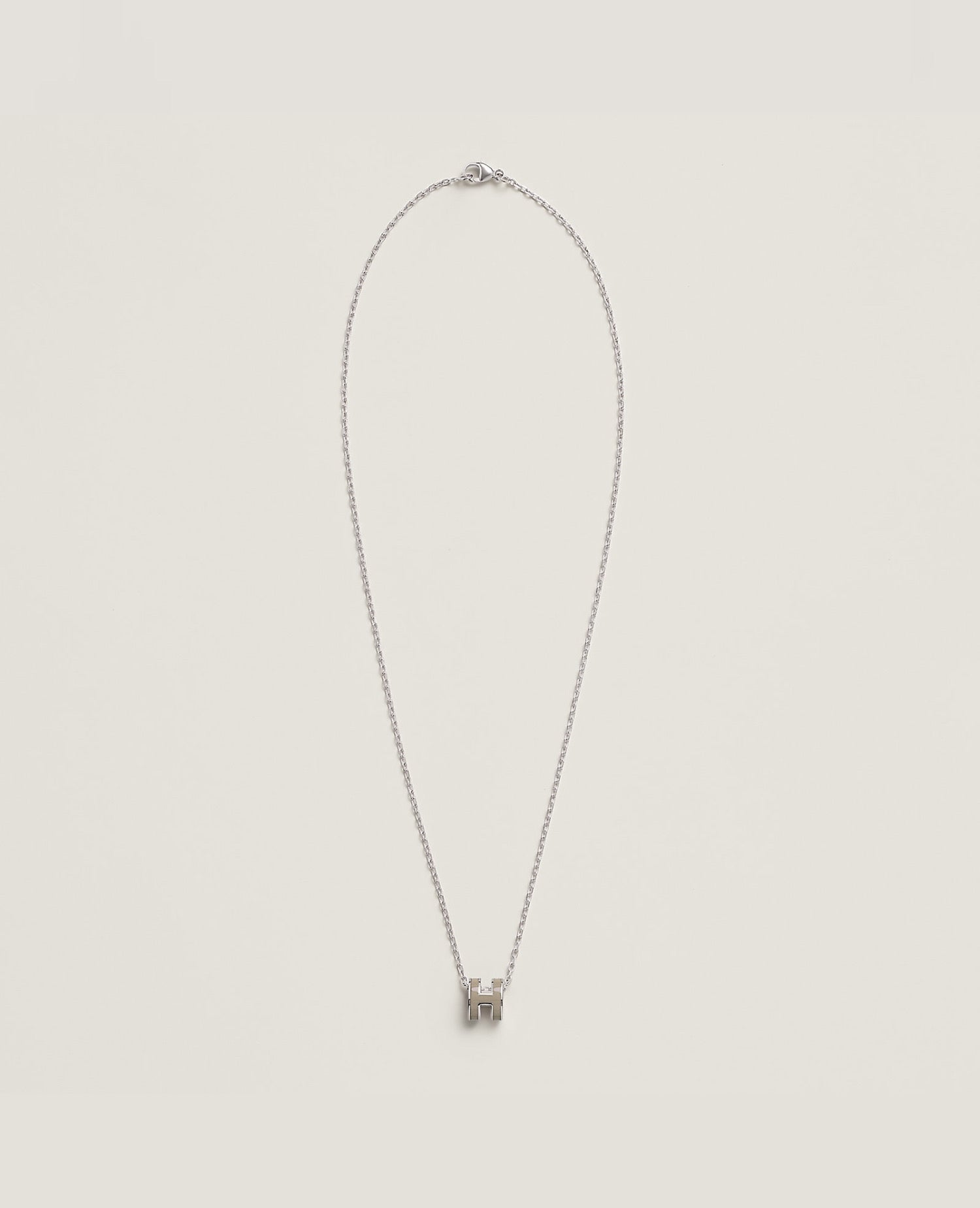 Hermès Mini Pop H Pendant Silver Plated Marron Glace