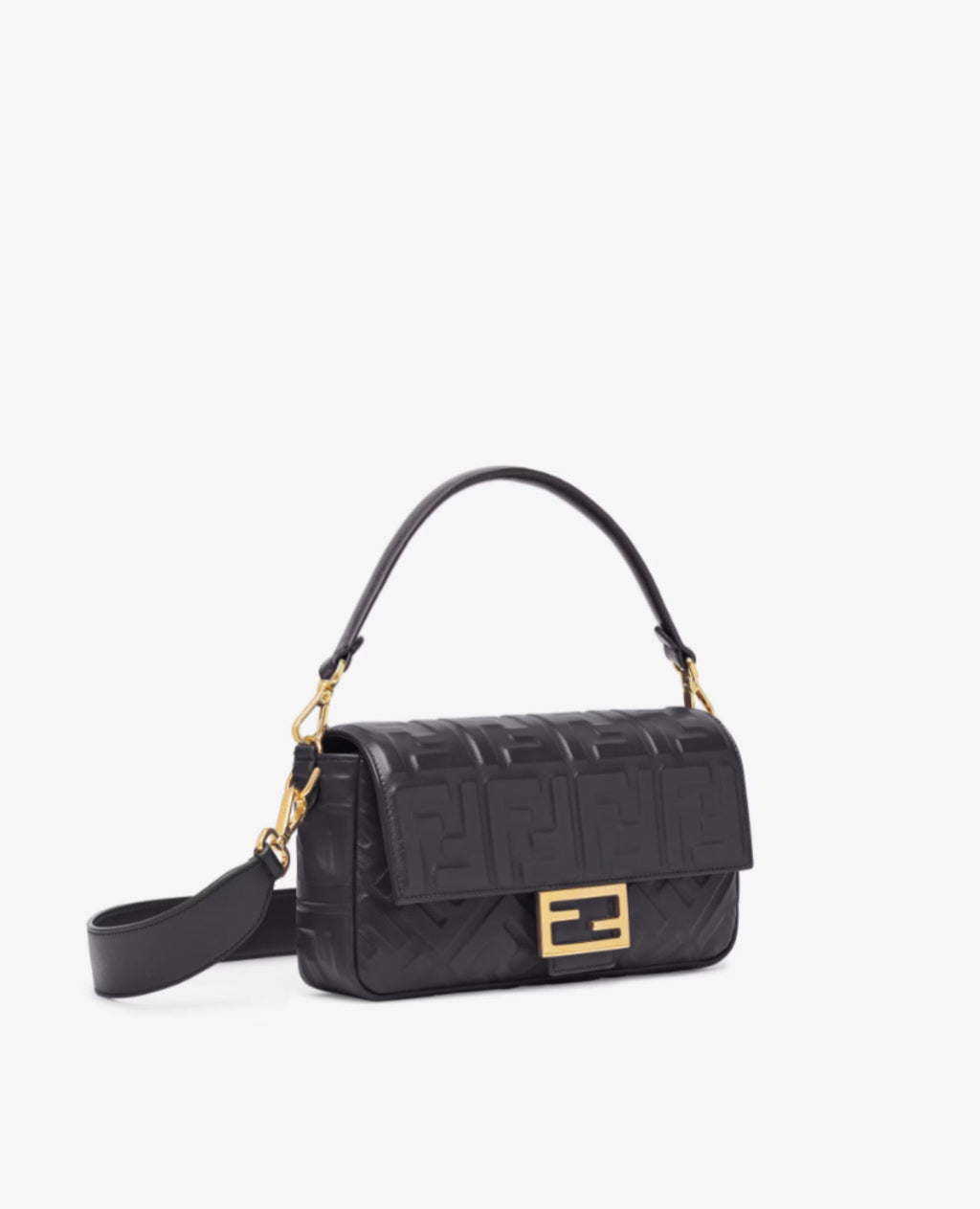 Fendi Baguette Medium Black Leather Bag