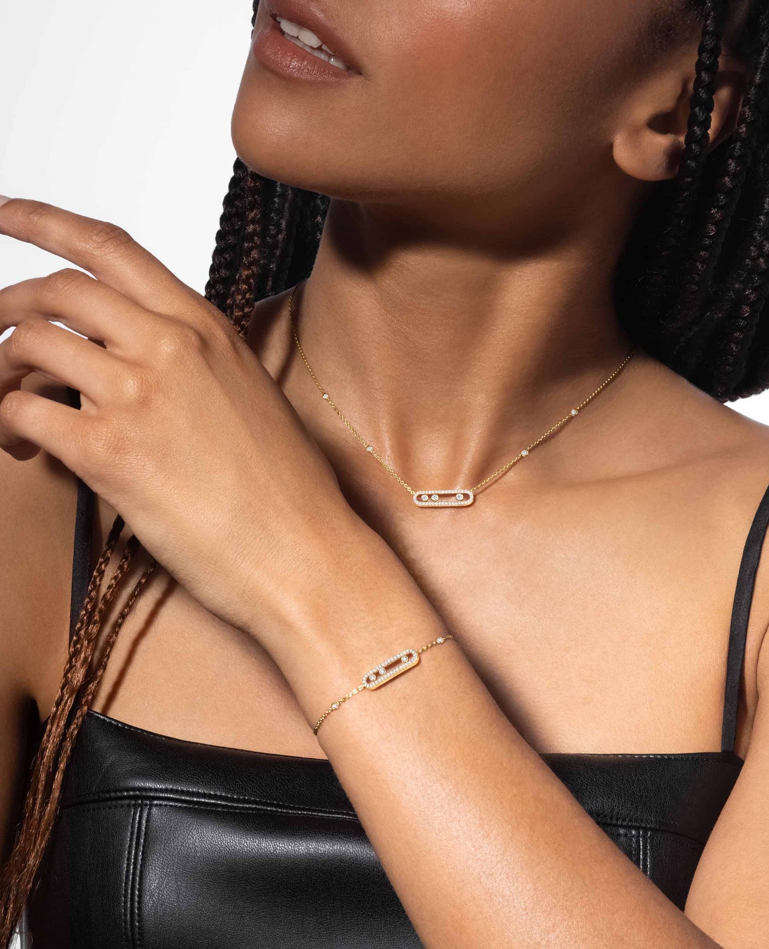 Messika Baby Move Pavé Necklace Yellow Gold
