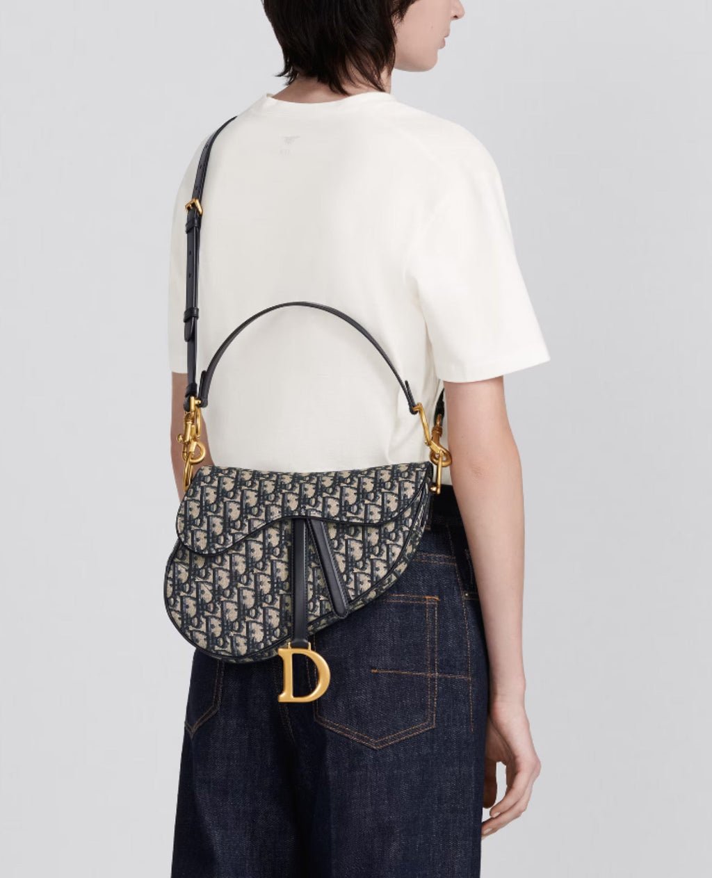 Christian Dior Saddle Bag With Strap Blue Oblique