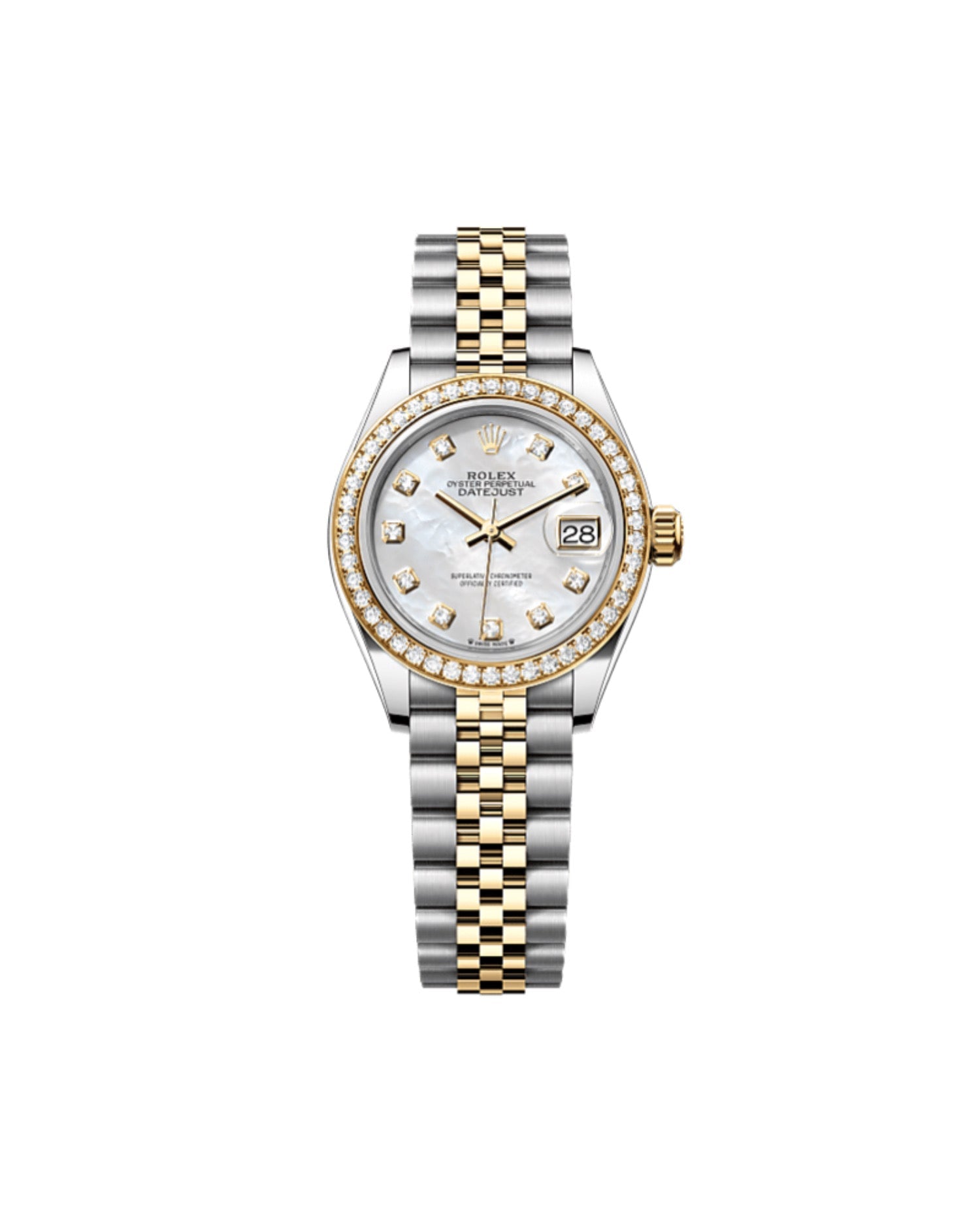 Rolex Lady-Datejust Oyster, 28 mm, Oystersteel, yellow gold and, Diamonds, Mother-Of-Pearl