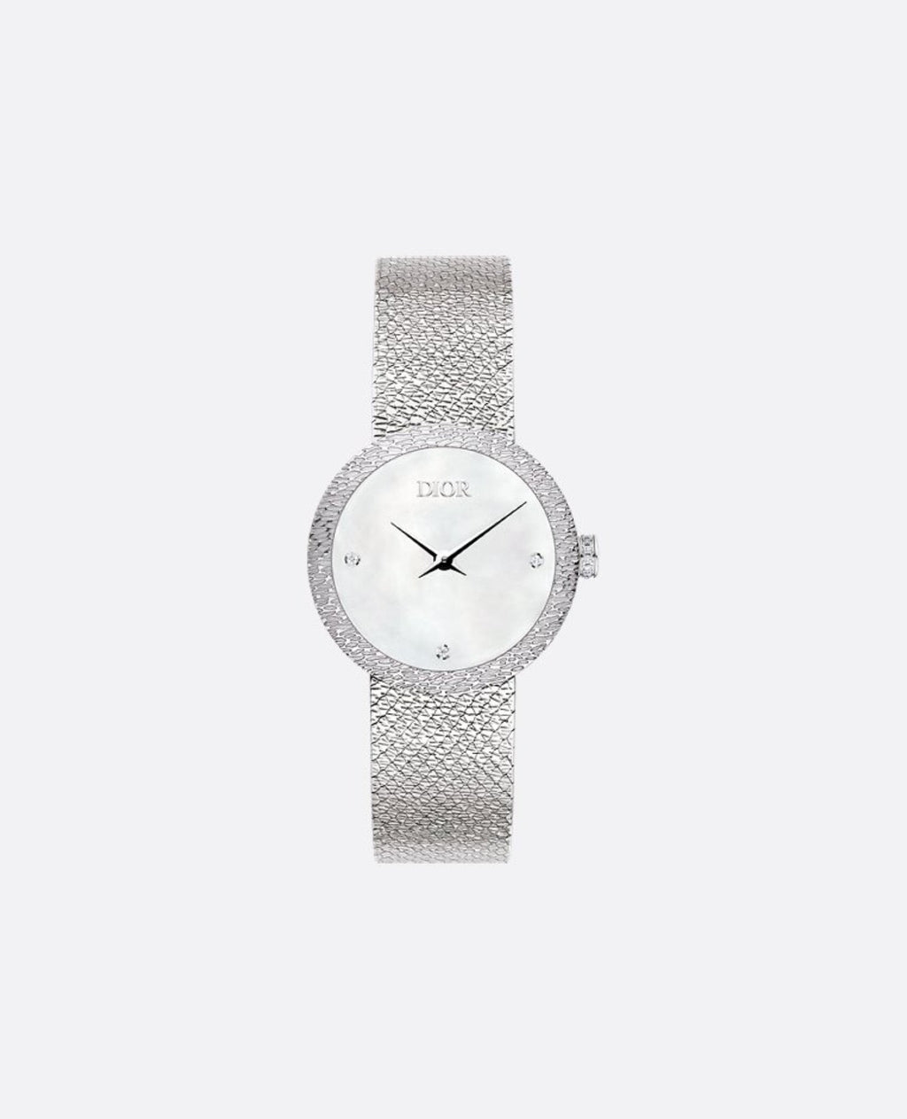 Christian Dior La D de Dior Satine 25 MM, White Mother-Of-Pearl & Diamonds