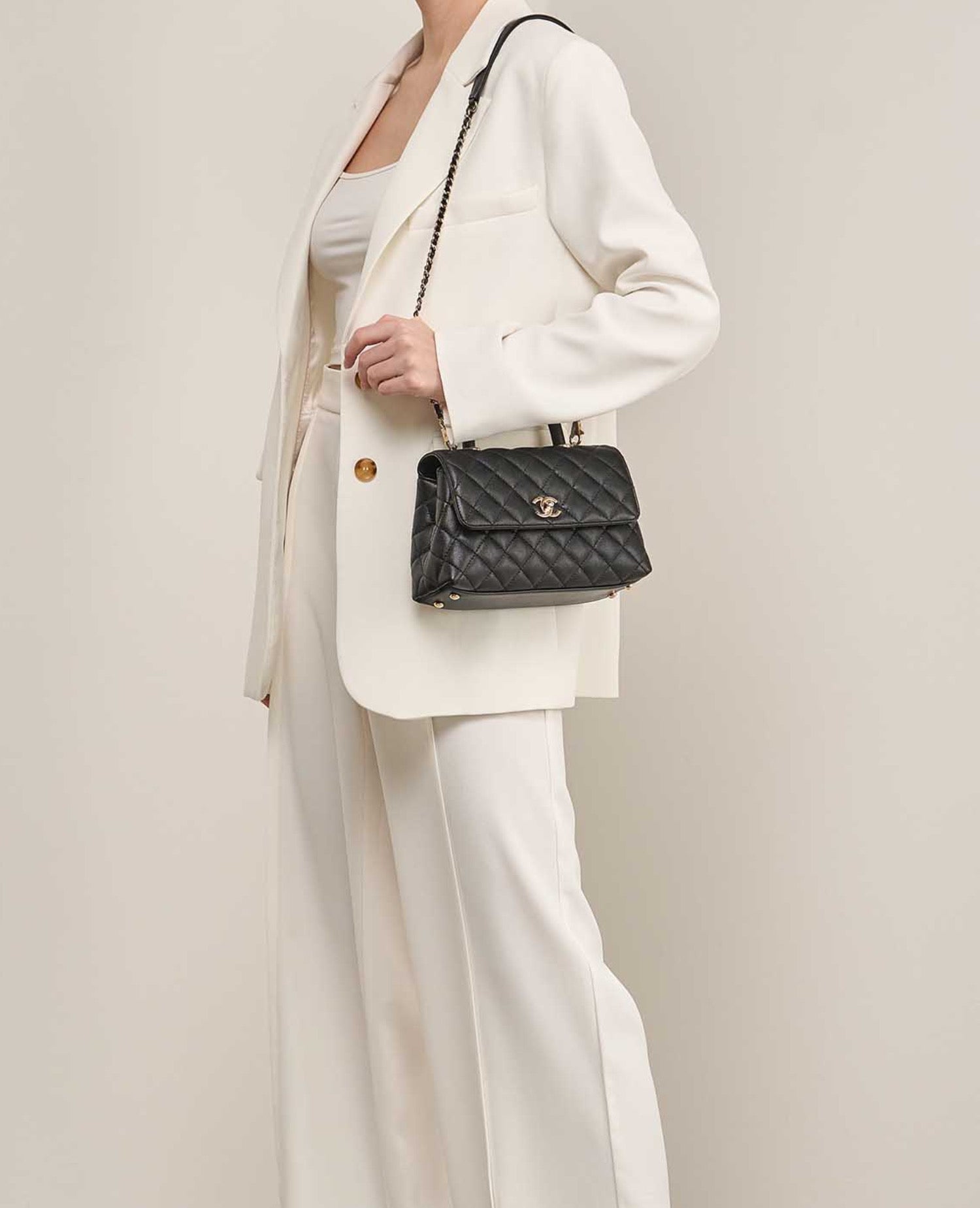 Coco Flap Bag With Top Handle Black