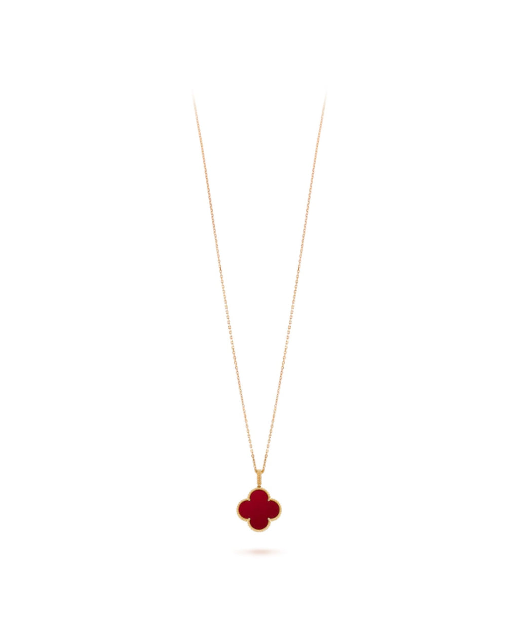 Van Cleef Magic Alhambra long necklace, 1 motif, yellow gold, Carnelian