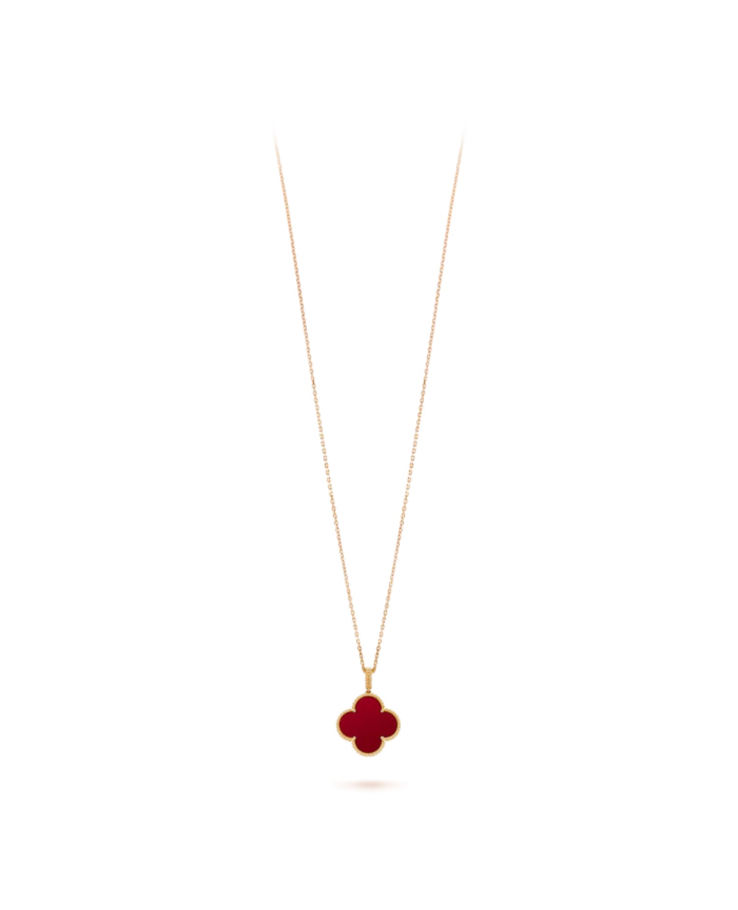 Van Cleef Magic Alhambra long necklace, 1 motif, yellow gold, Carnelian