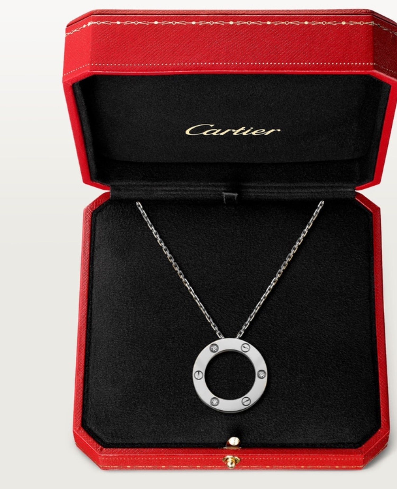 Cartier Love Necklace, 3 Diamonds, Silver