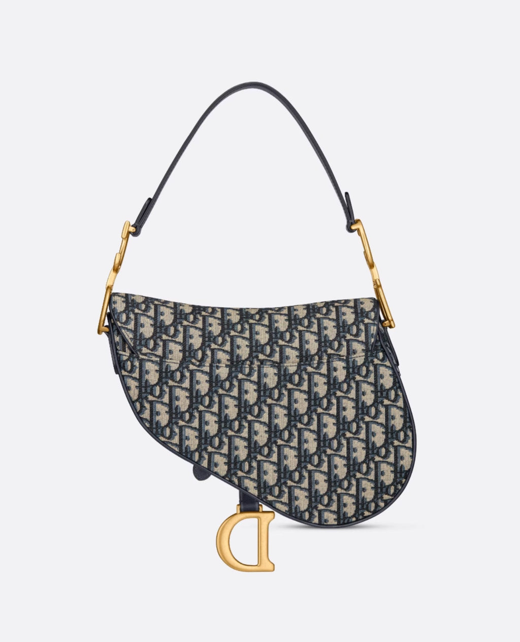 Christian Dior Saddle Bag With Strap Blue Oblique