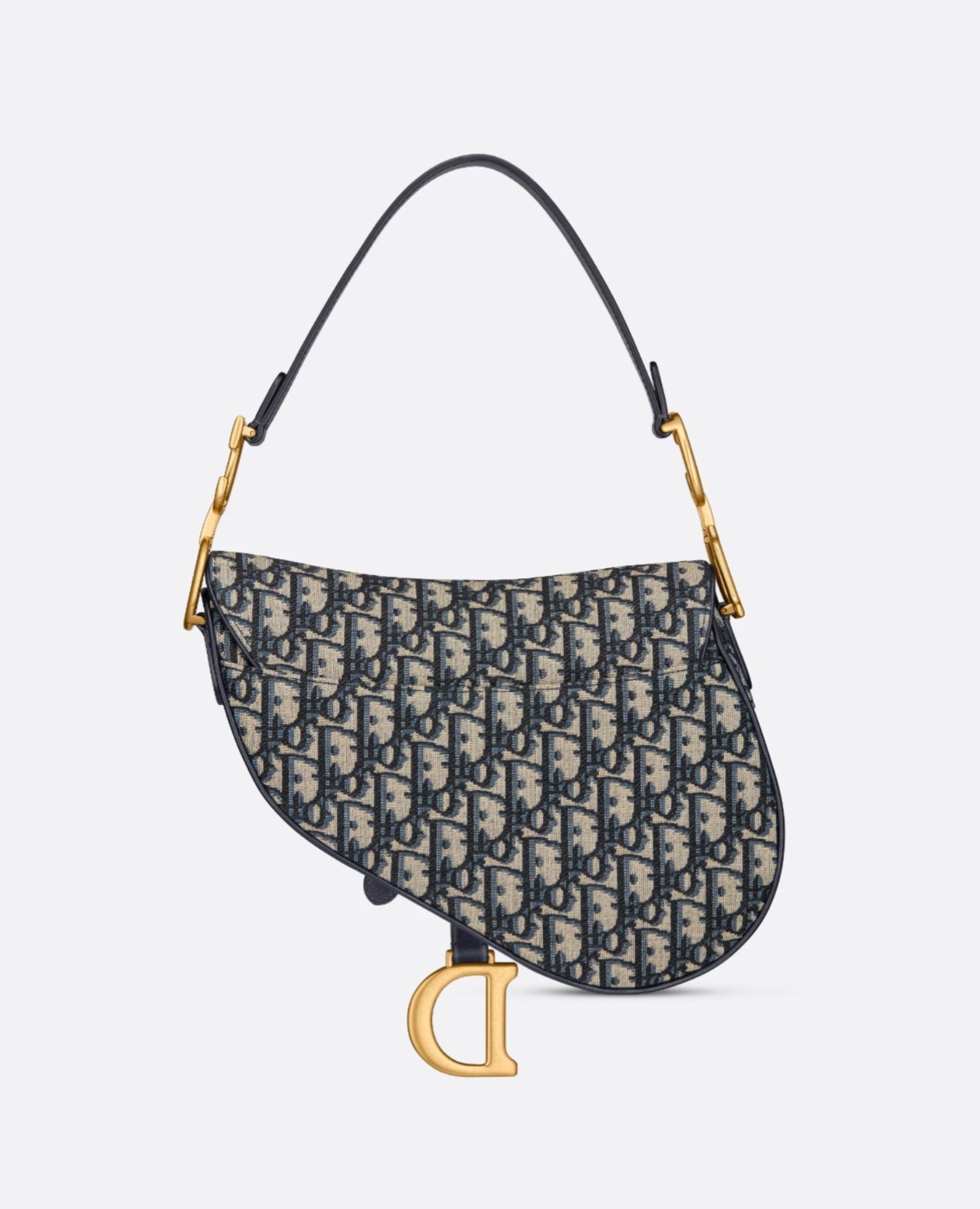 Christian Dior Saddle Bag With Strap Blue Oblique