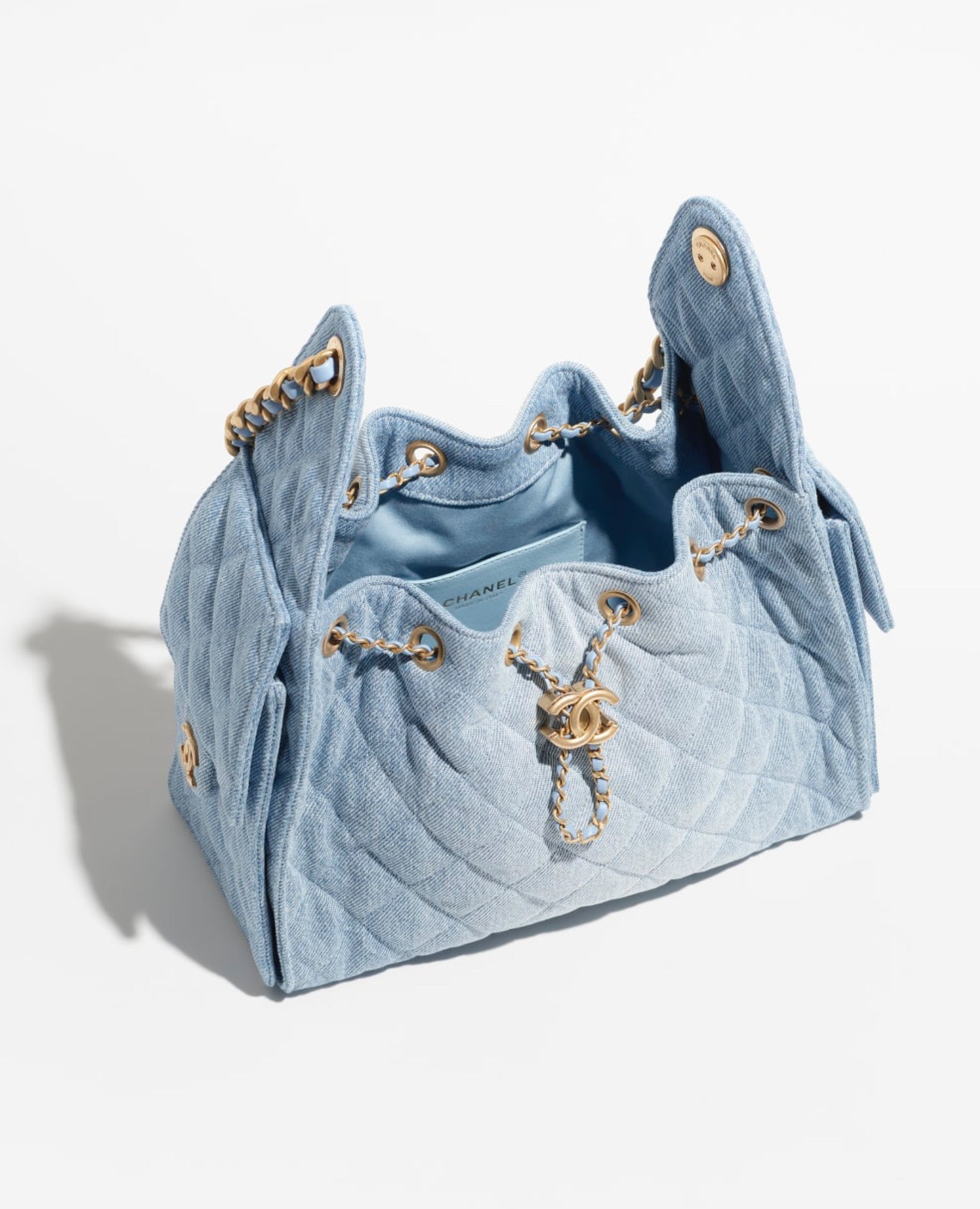 Coco 25 Small Handbag Washed Denim & Gold-Tone Metal Blue