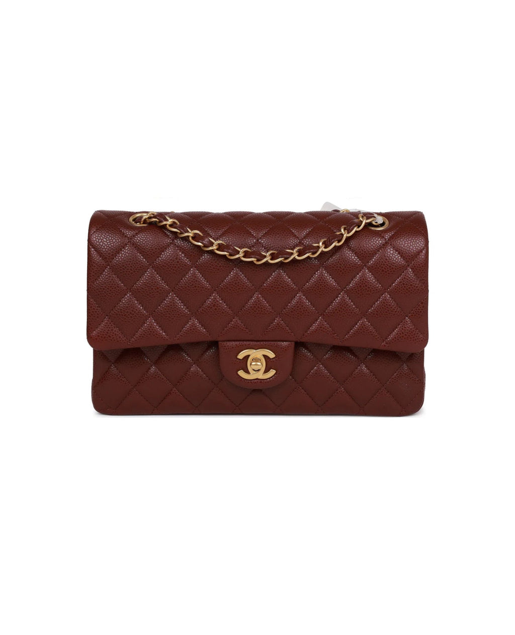 Coco Caviar Double Flap Medium Classic Gold Hardware