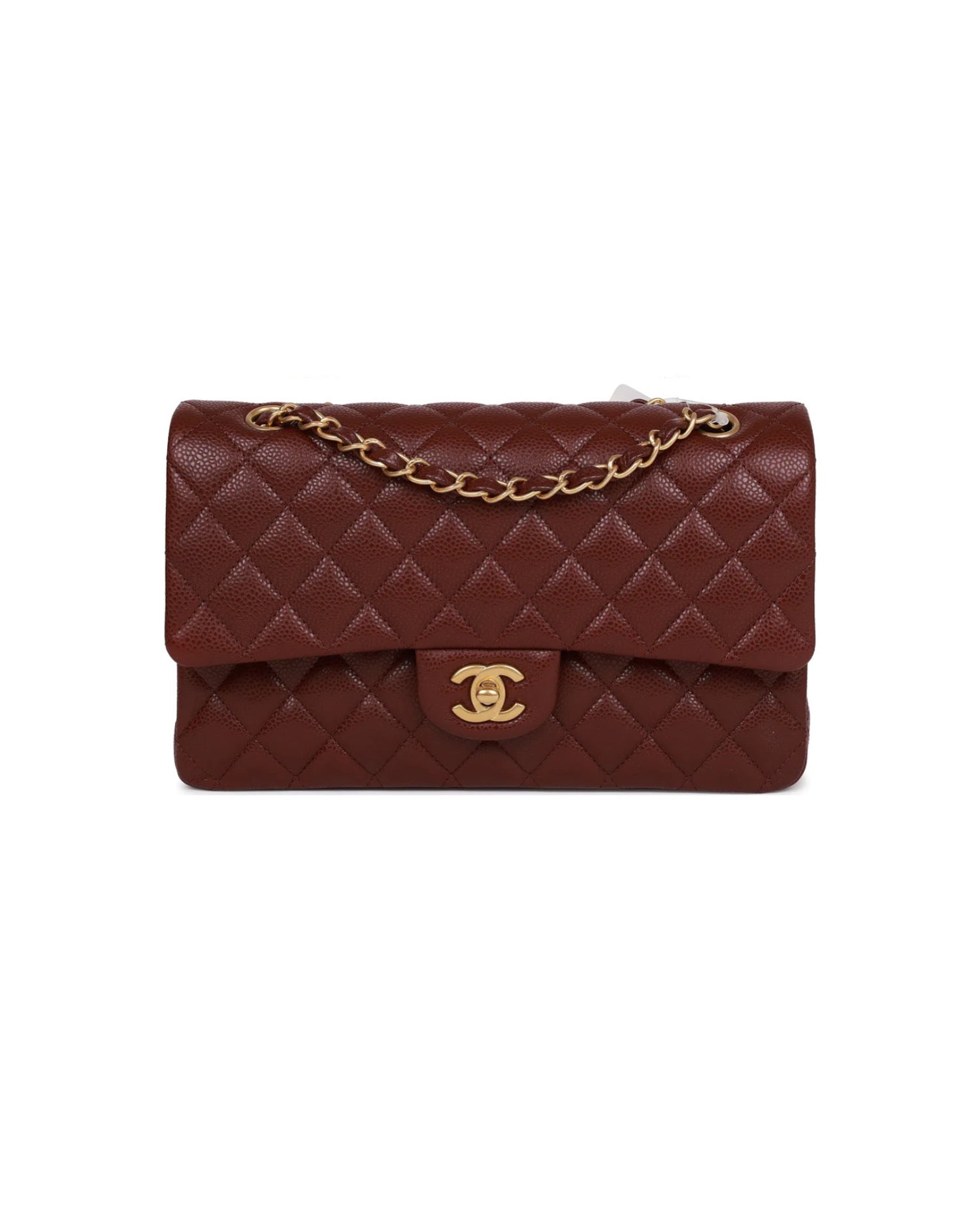 Coco Caviar Double Flap Medium Classic Gold Hardware