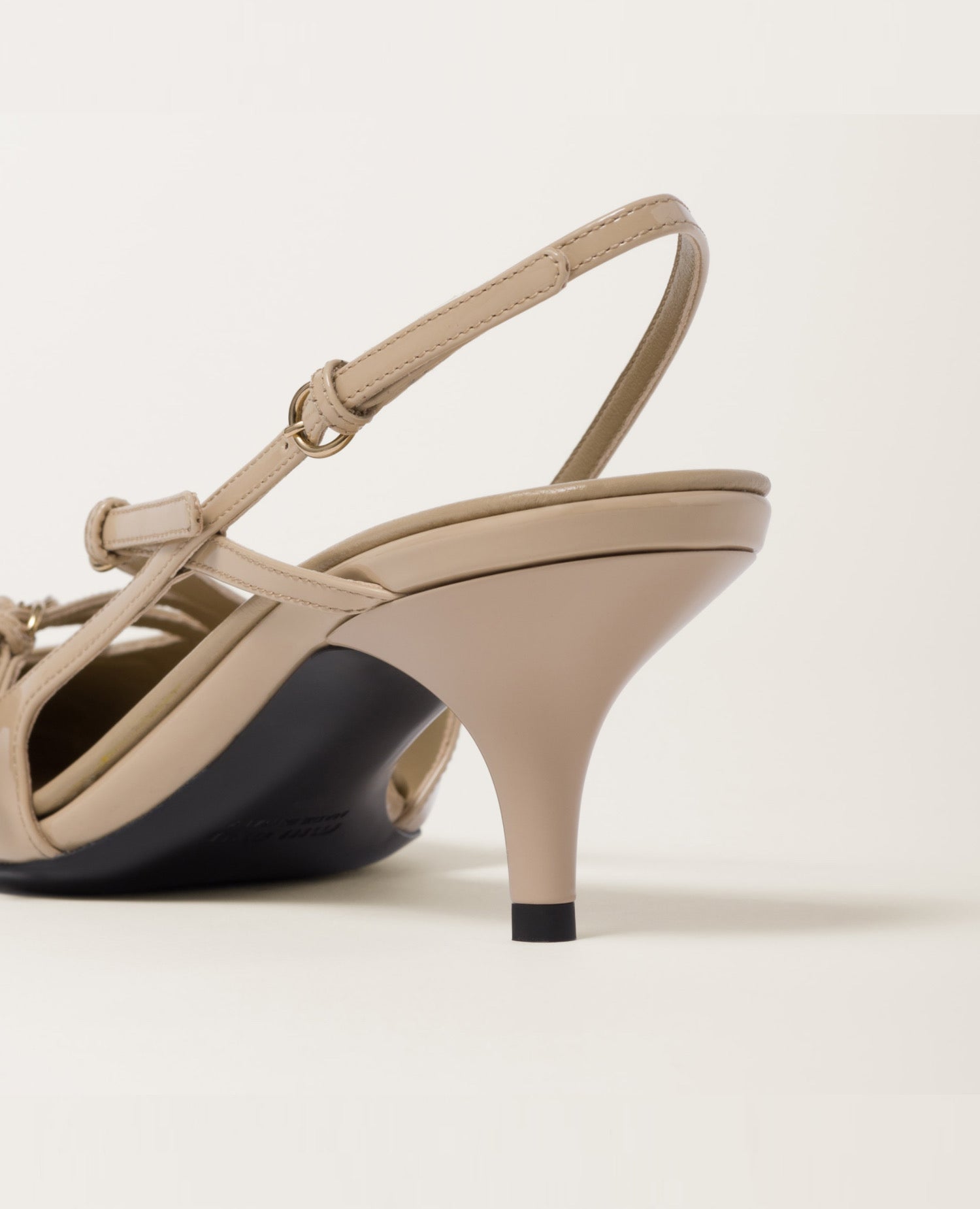 Miu Miu Patent leather slingbacks with buckles Beige